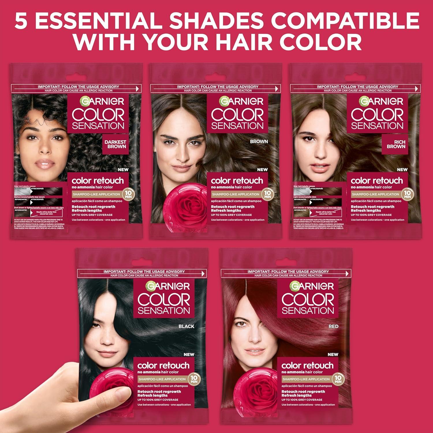 imageGarnier Color Sensation Color Retouch Demi Permanent Hair Dye for Roots with 100 Gray Coverage Red Hair Dye 66 Pack of 6Darkest Brown