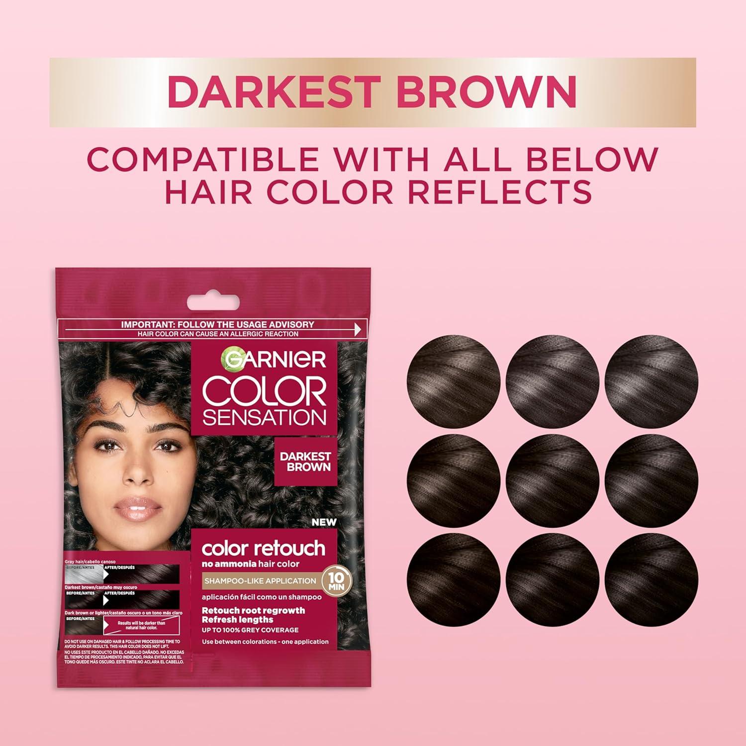 imageGarnier Color Sensation Color Retouch Demi Permanent Hair Dye for Roots with 100 Gray Coverage Red Hair Dye 66 Pack of 6Darkest Brown