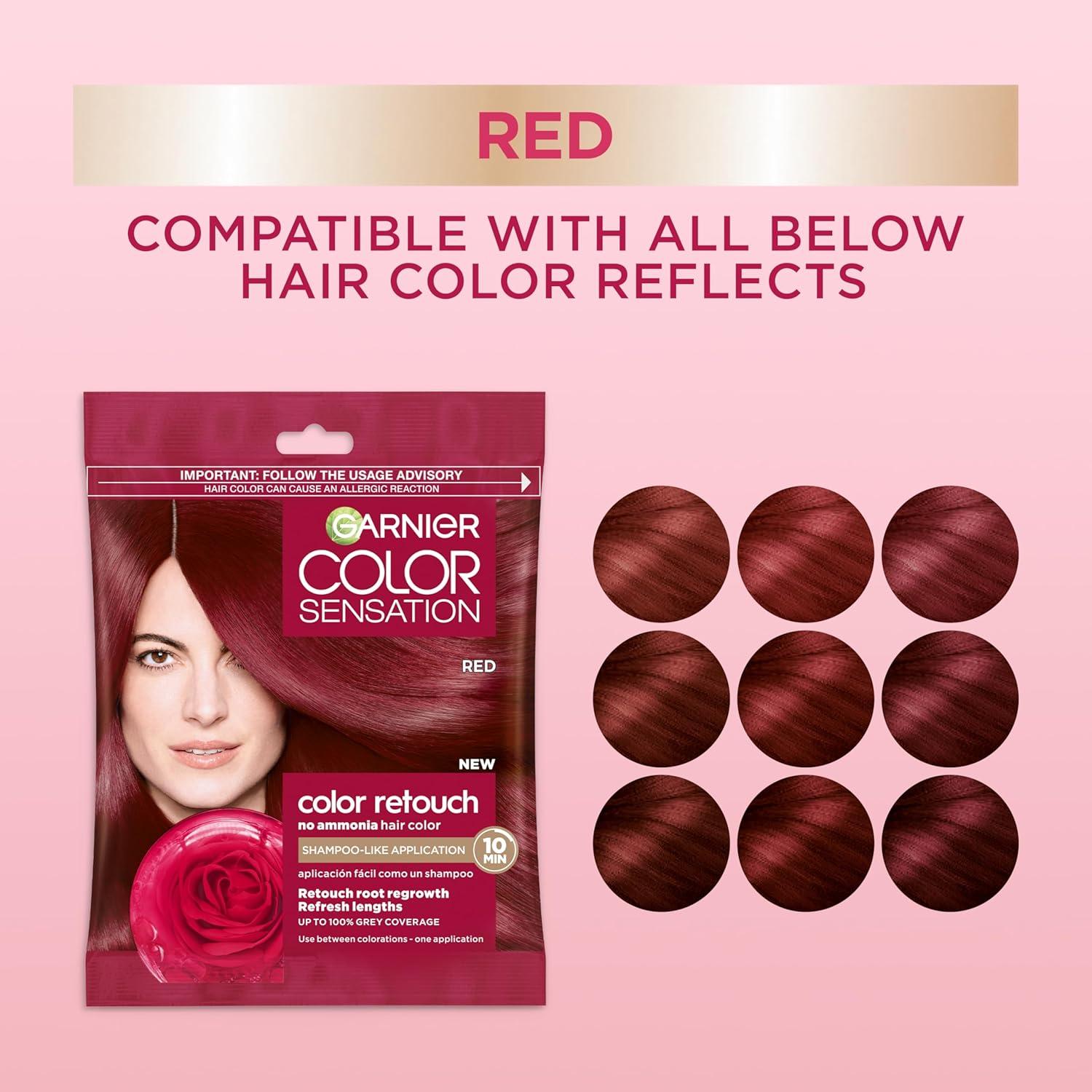 imageGarnier Color Sensation Color Retouch Demi Permanent Hair Dye for Roots with 100 Gray Coverage Red Hair Dye 66 Pack of 6Red
