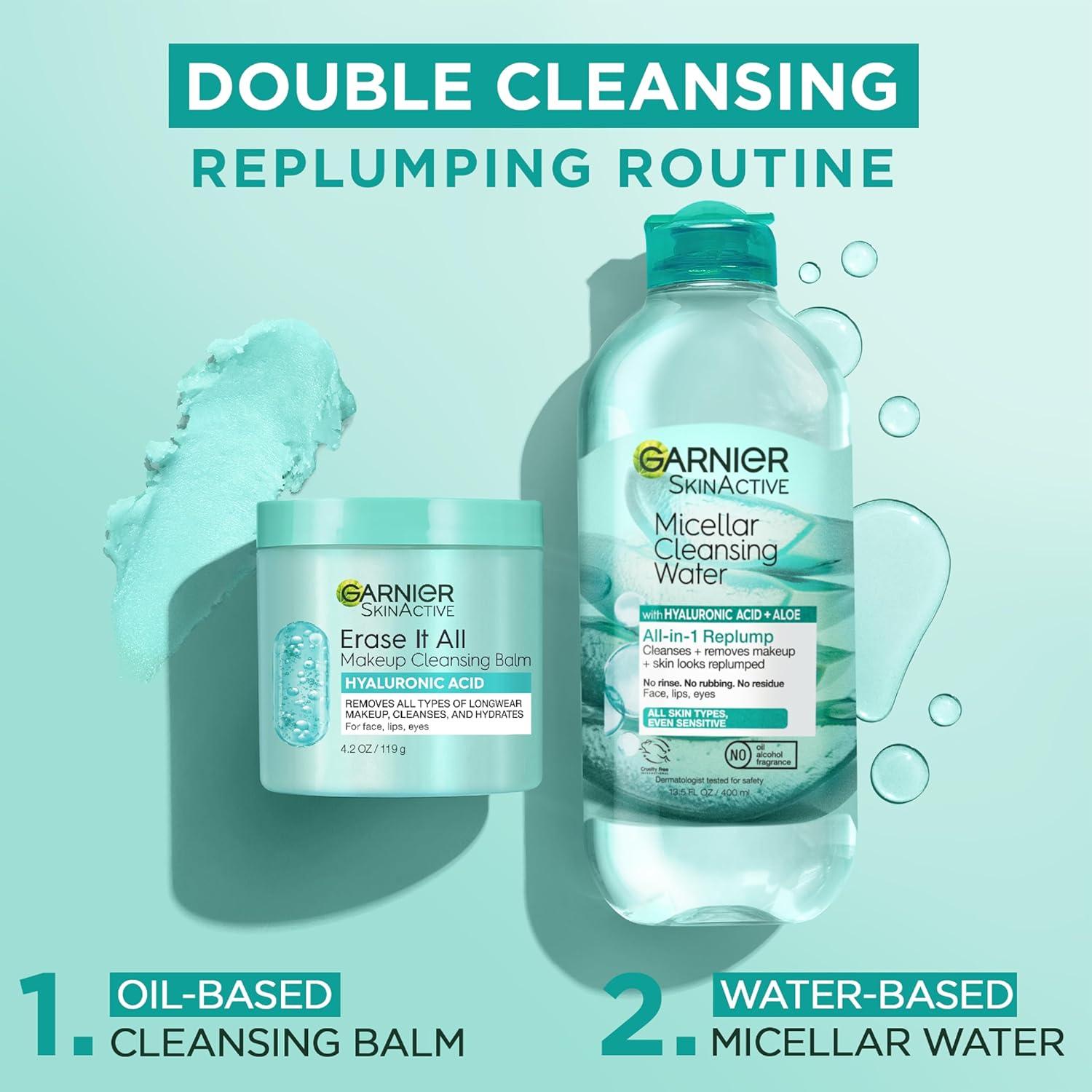 imageGarnier Erase It All Makeup Cleansing Balm with Hyaluronic Acid Replumping Facial Cleanser and Makeup Remover 42 Oz