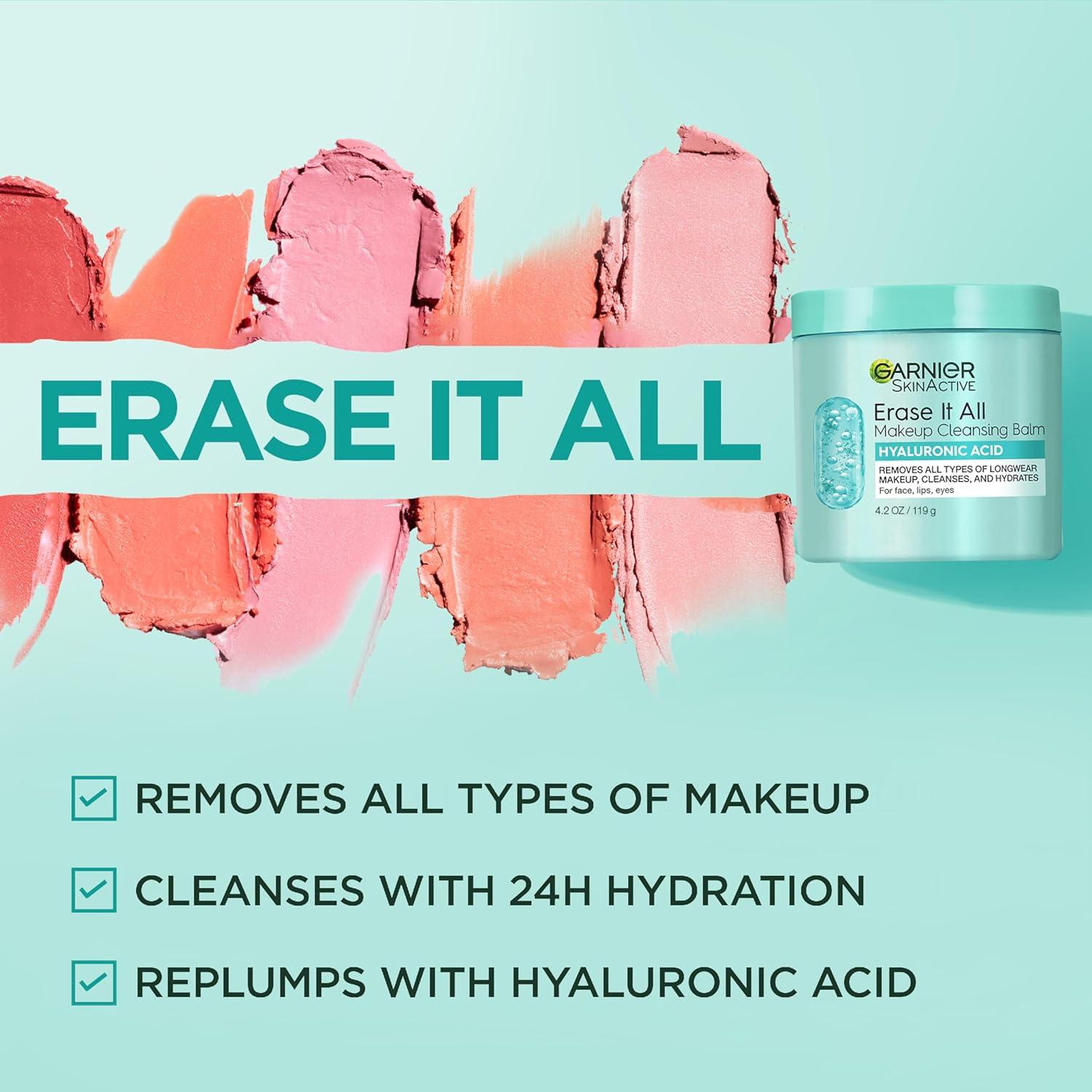 imageGarnier Erase It All Makeup Cleansing Balm with Hyaluronic Acid Replumping Facial Cleanser and Makeup Remover 42 Oz