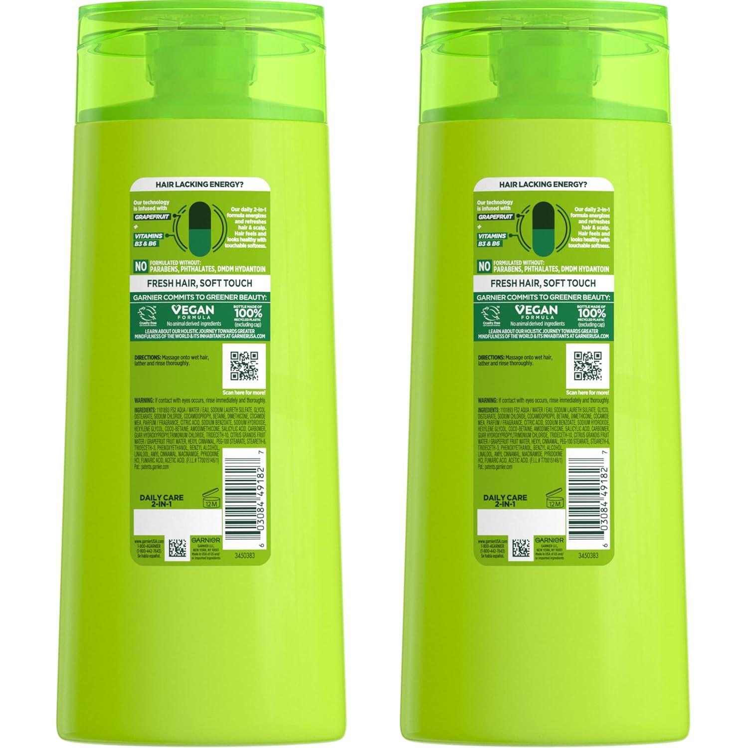 imageGarnier Fructis Fortifying 2in1 Shampoo and Conditioner for StrongerLooking Hair with Touchable Softness Daily Hair Care for Men and Women Vegan ParabenFree 22 Fl Oz 2 CountCitrus