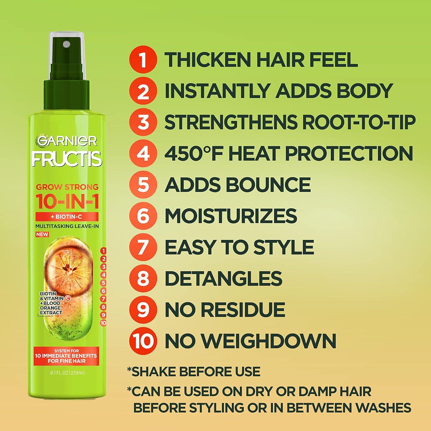 imageGarnier Fructis Grow Strong Thickening 10in1 Spray BiotinC 81 Fl Oz 1 Count Packaging May Vary