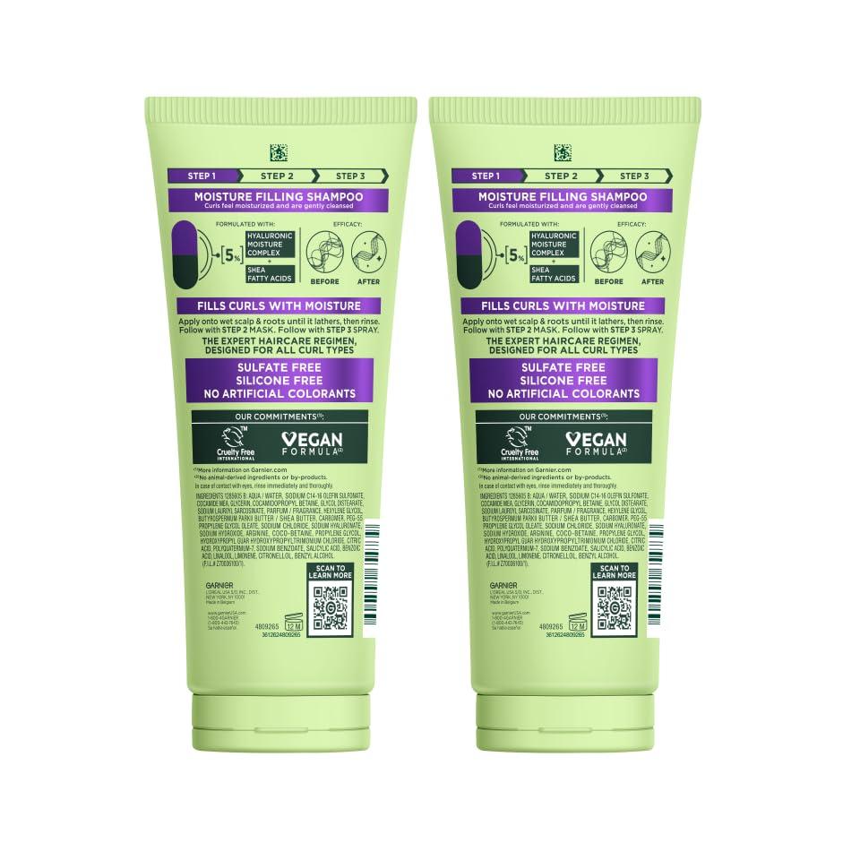 imageGarnier Fructis Method for Curls Moisture Filling Curly Hair Shampoo with up to 5 Hyaluronic Moisture Complex Designed and Tested for 2C to 4C Curls and Coils 68 fl oz
