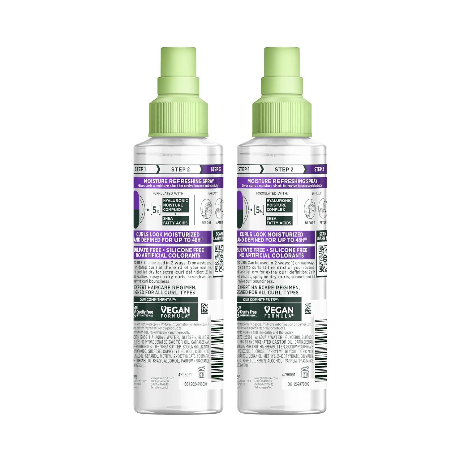 imageGarnier Fructis Method for Curls Moisture Refreshing Curl Activator Curl Refresher Spray with up to 5 Hyaluronic Moisture Complex Designed and Tested for 2C to 4C Curls and Coils 125 fl oz