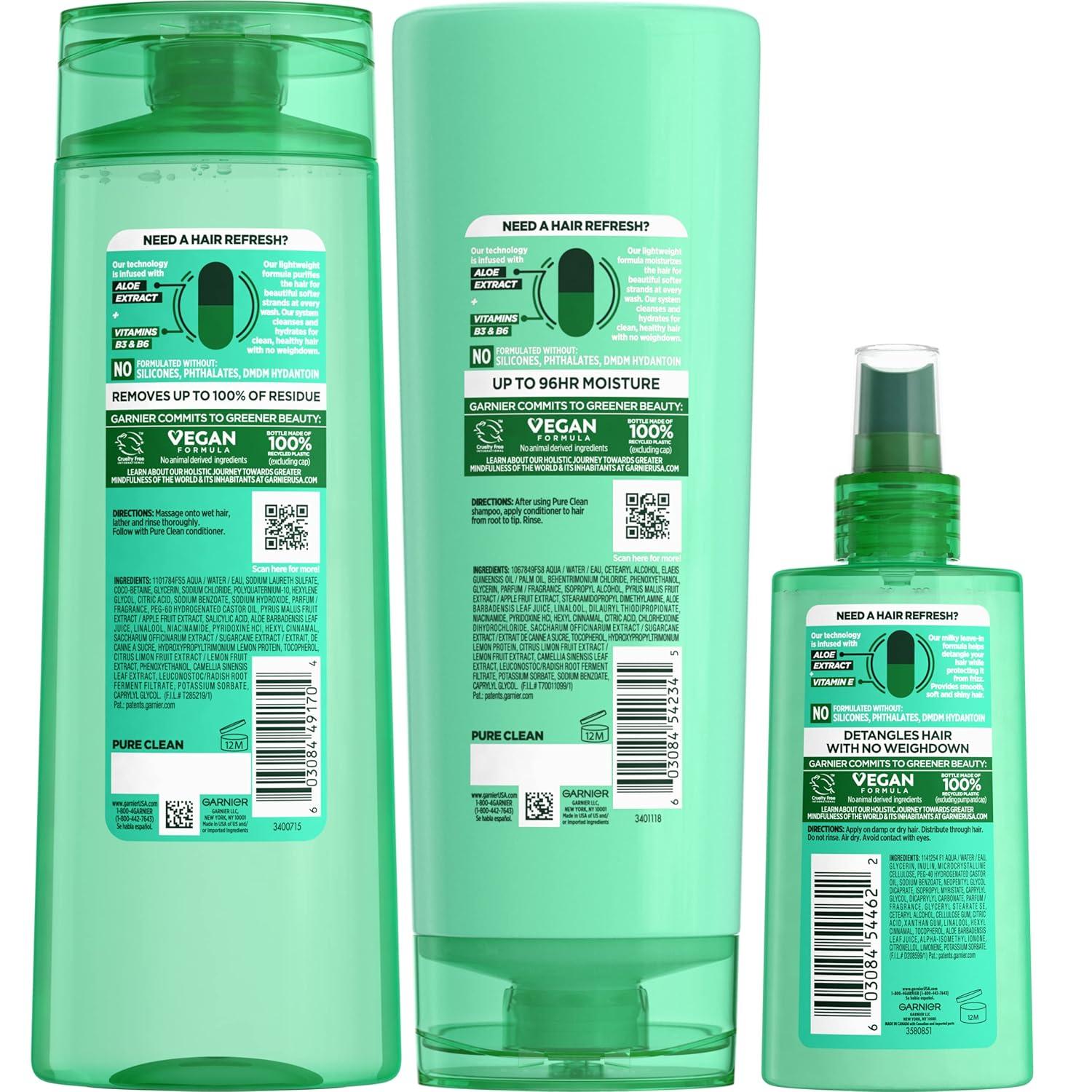 imageGarnier Fructis Pure Clean Purifying Shampoo Hydrating Conditioner and Detangler  Air Dry Spray Set 3 Items 1 Kit Packaging May VaryCitrus