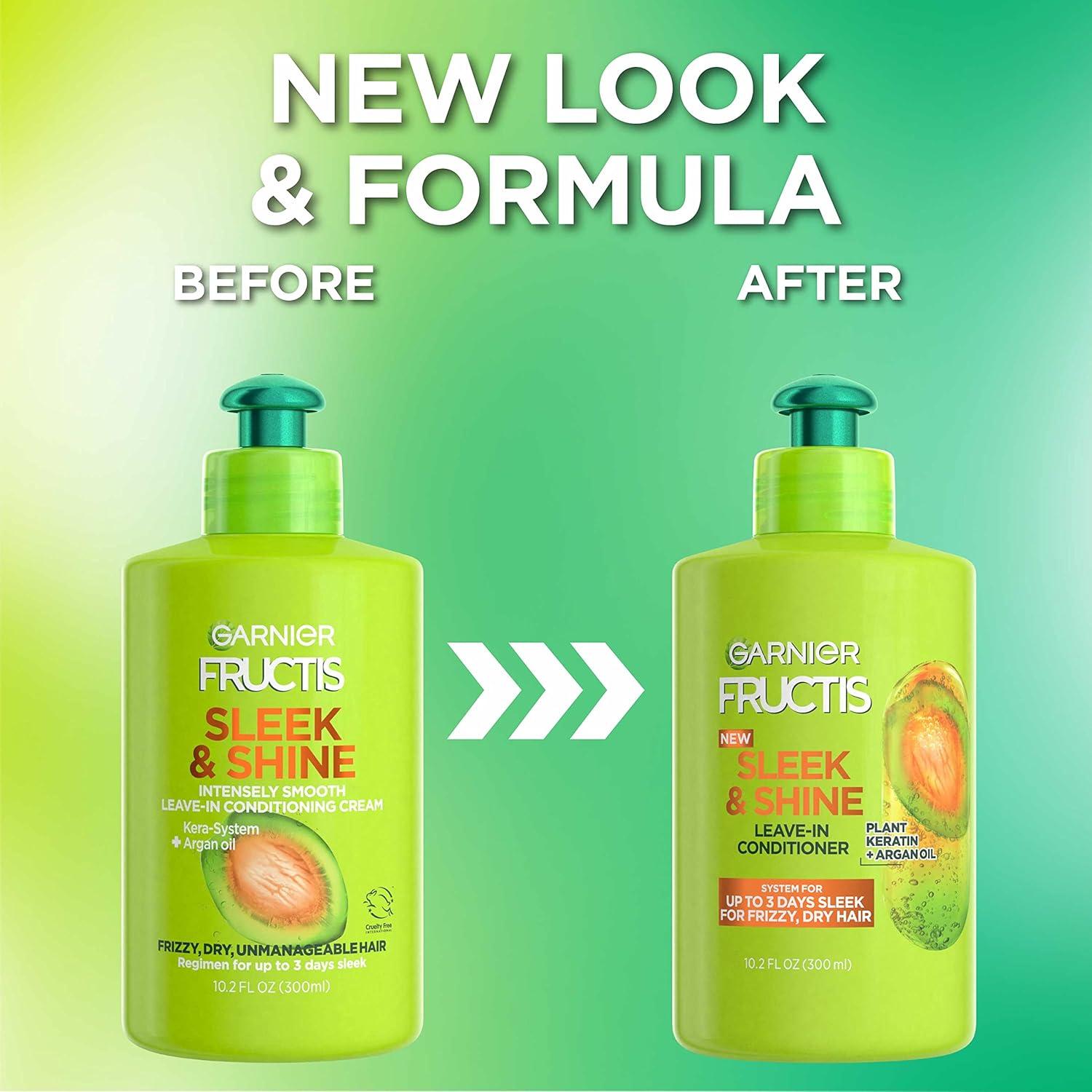 imageGarnier Fructis Sleek ampamp Shine LeaveIn Conditioning Cream for Frizzy Dry Hair Plant Keratin  Argan Oil 102 Fl Oz 1 Count Packaging May Vary102 Fl Oz Pack of 1