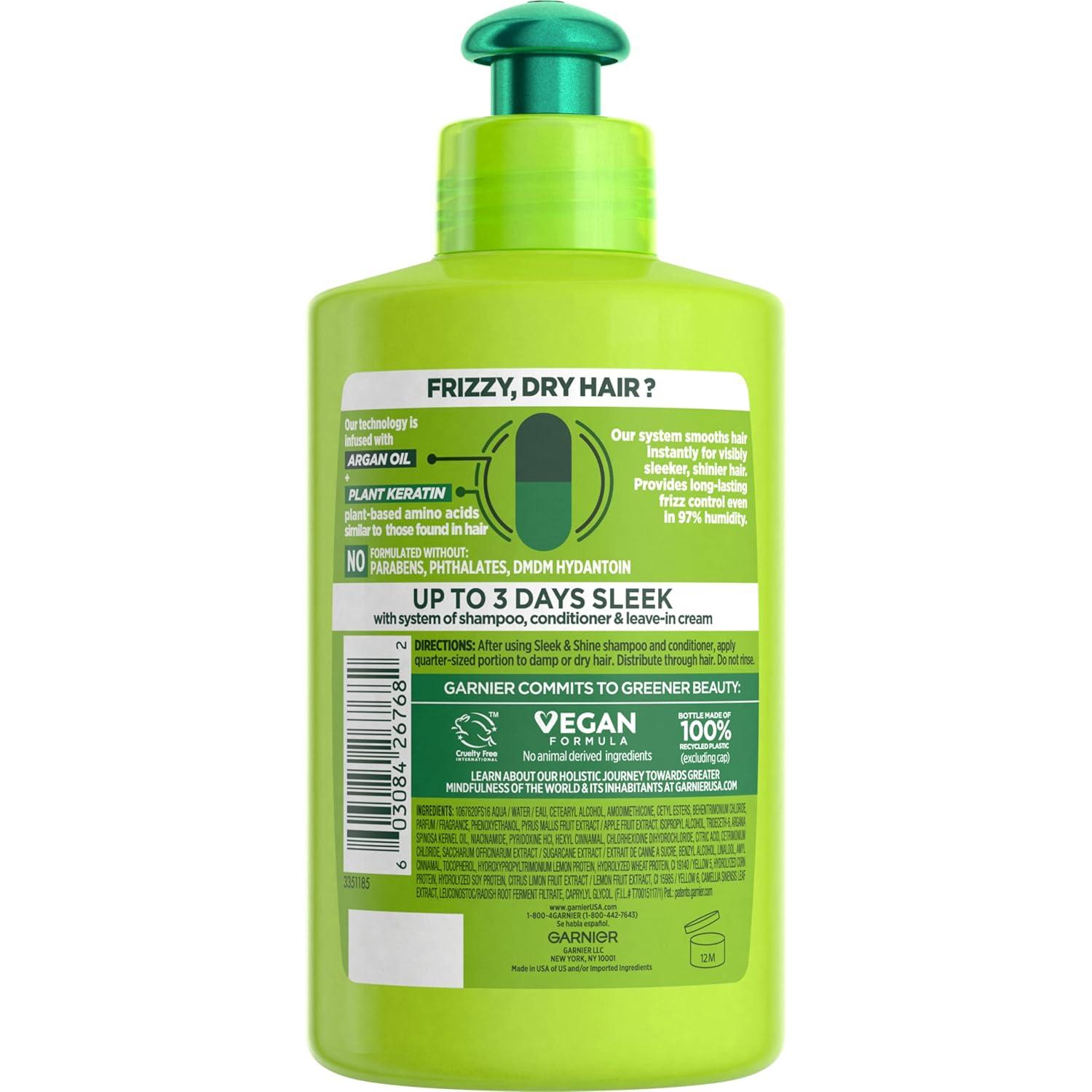 imageGarnier Fructis Sleek ampamp Shine LeaveIn Conditioning Cream for Frizzy Dry Hair Plant Keratin  Argan Oil 102 Fl Oz 1 Count Packaging May Vary102 Fl Oz Pack of 1