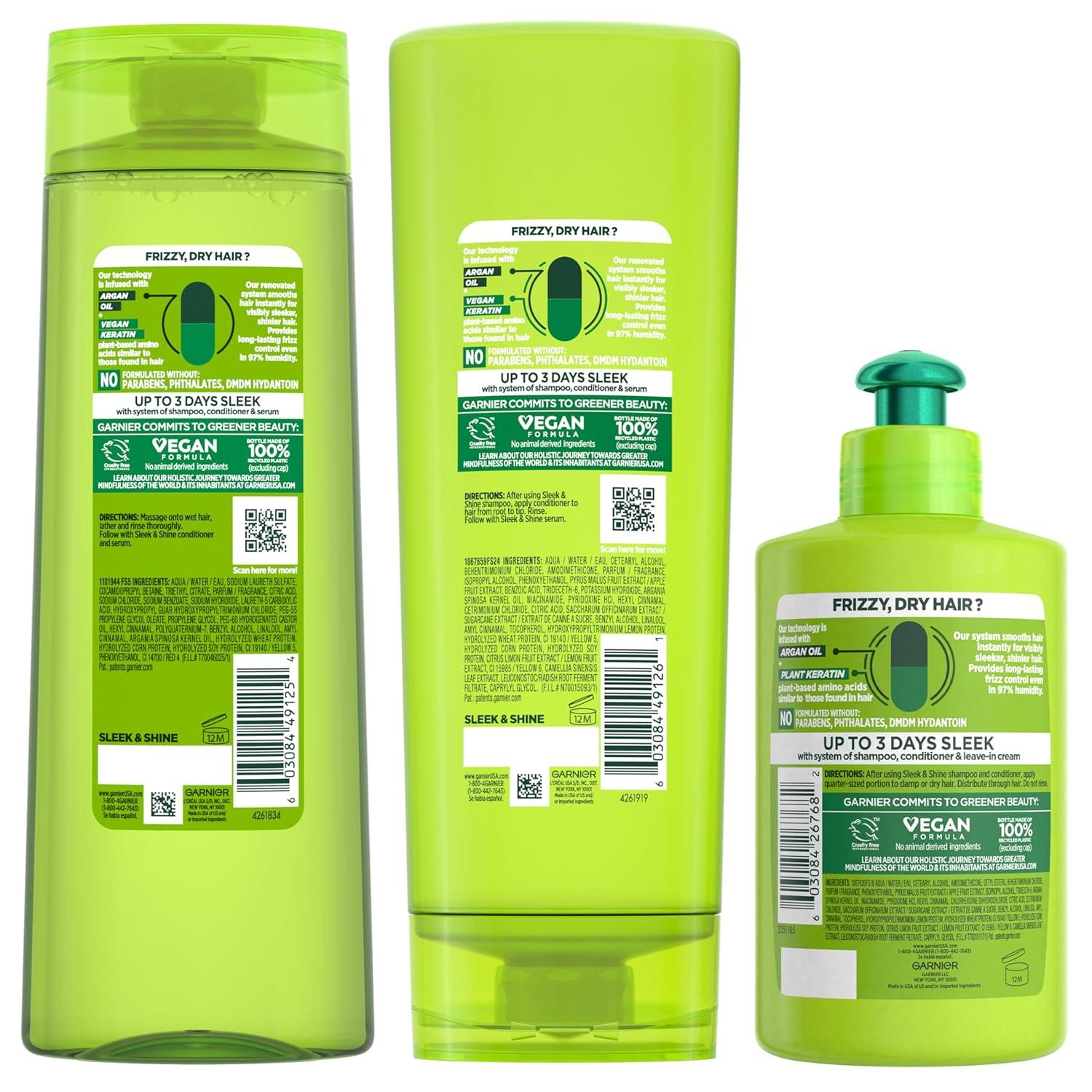 imageGarnier Fructis Sleek ampamp Shine LeaveIn Conditioning Cream for Frizzy Dry Hair Plant Keratin  Argan Oil 102 Fl Oz 2 Count Packaging May VaryArgan Oil