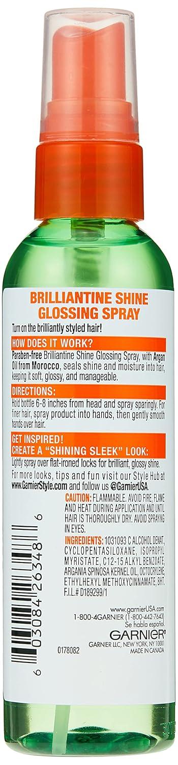 imageGarnier Fructis Style Brilliantine Shine Glossing Spray for High Shine Finish Argan Oil 3 Fl Oz 3 Count Packaging May VaryApricot