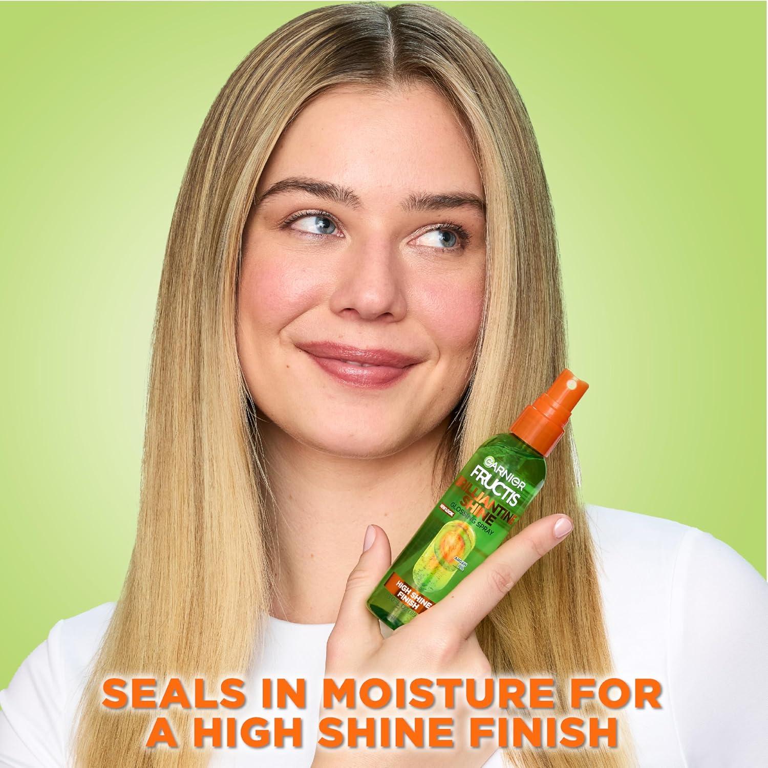 imageGarnier Fructis Style Brilliantine Shine Glossing Spray for High Shine Finish Argan Oil 3 Fl Oz 3 Count Packaging May VaryUnscented