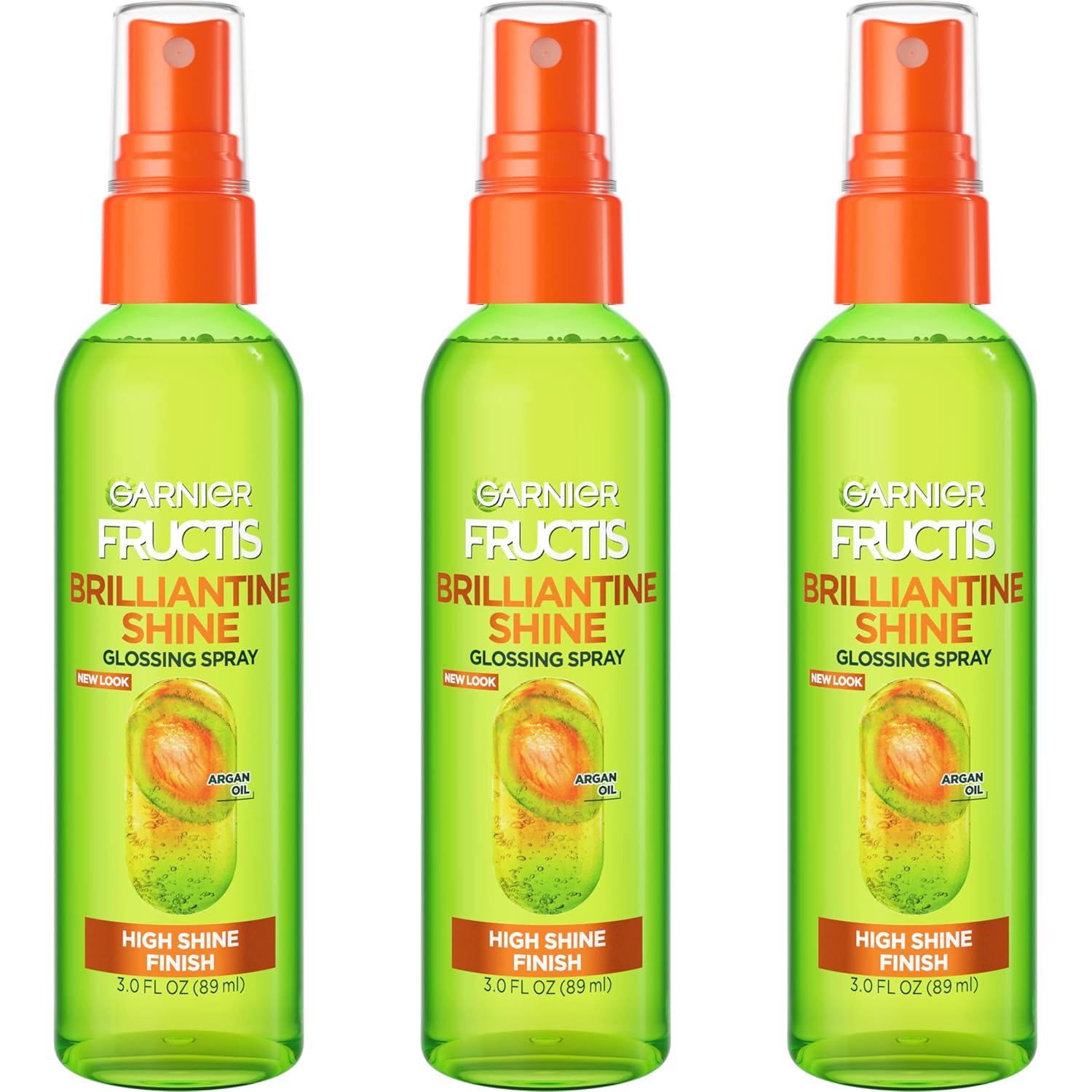 imageGarnier Fructis Style Brilliantine Shine Glossing Spray for High Shine Finish Argan Oil 3 Fl Oz 3 Count Packaging May VaryUnscented
