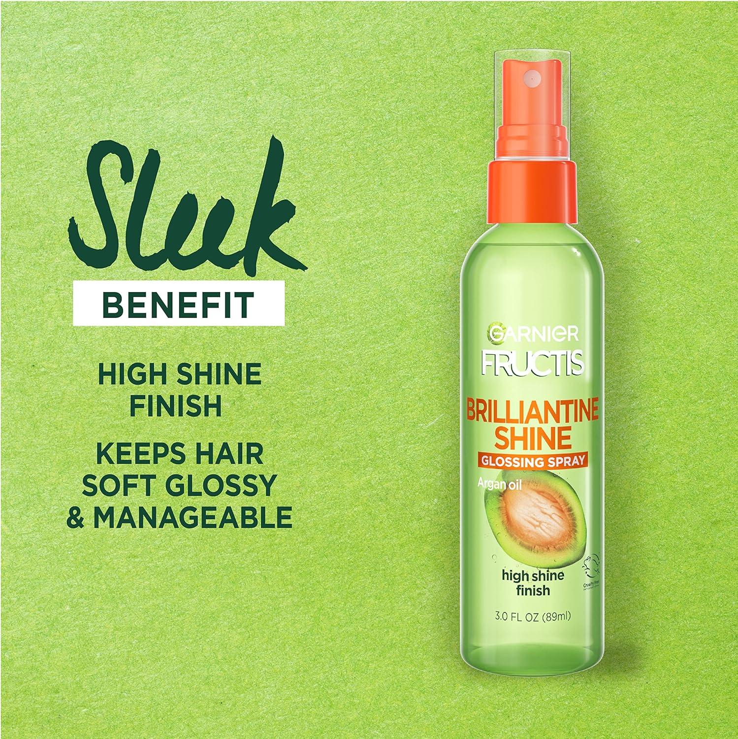imageGarnier Fructis Style Brilliantine Shine Glossing Spray for High Shine Finish Argan Oil 3 Fl Oz 3 Count Packaging May VaryUnscented