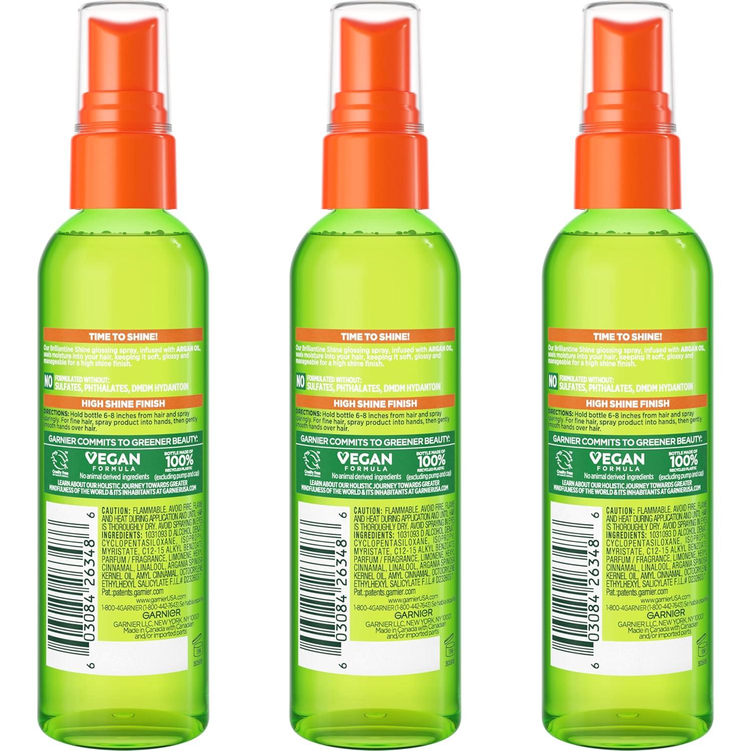 imageGarnier Fructis Style Brilliantine Shine Glossing Spray for High Shine Finish Argan Oil 3 Fl Oz 3 Count Packaging May VaryUnscented