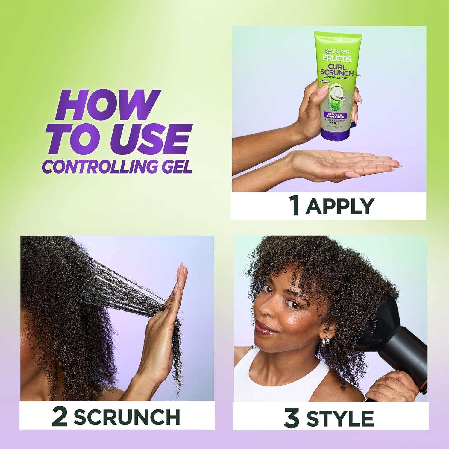 imageGarnier Fructis Style Curl Scrunch Controlling Gel for Shape ampamp Shine 68 Fl Oz 3 Count Packaging May VaryCoconut