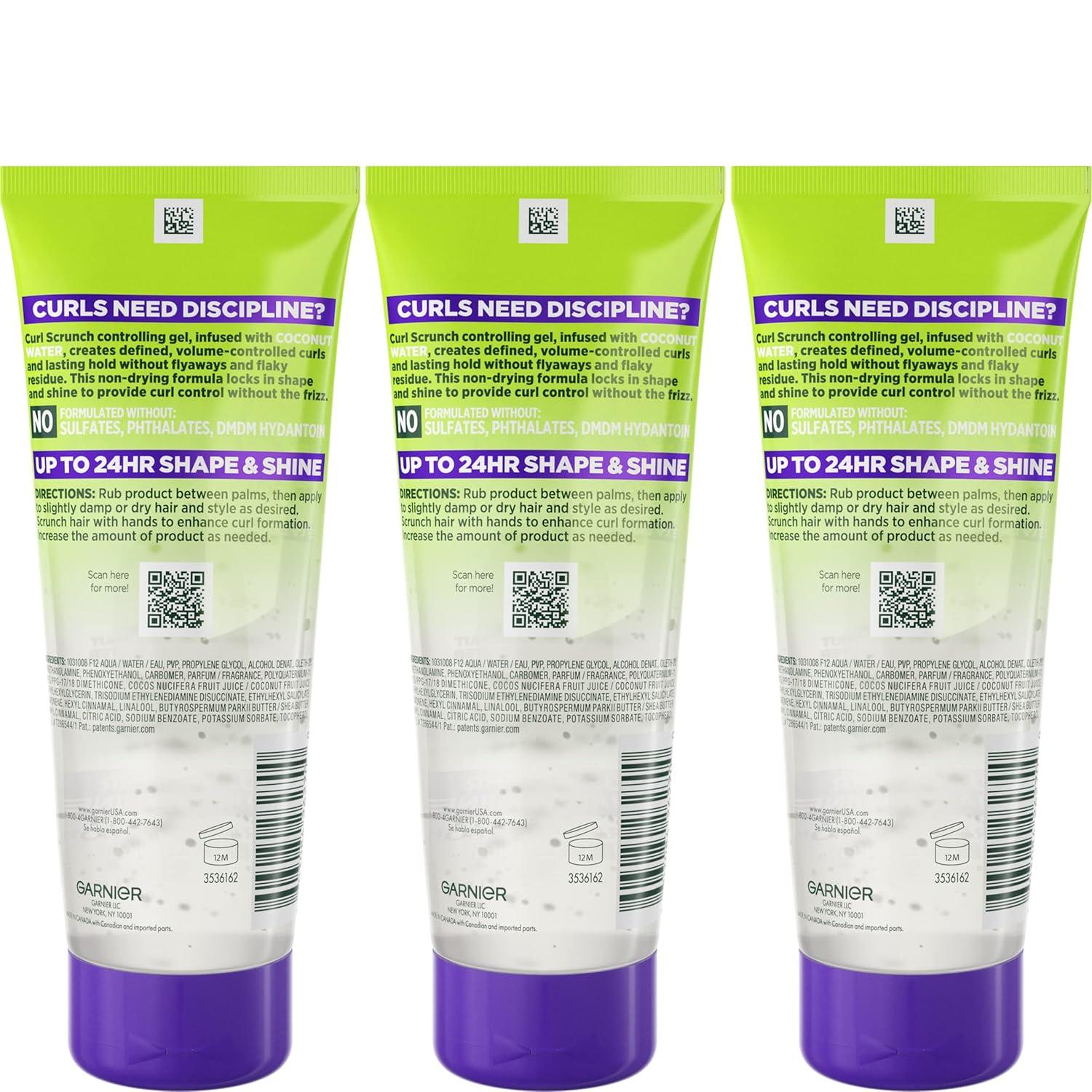 imageGarnier Fructis Style Curl Scrunch Controlling Gel for Shape ampamp Shine 68 Fl Oz 3 Count Packaging May VaryCoconut