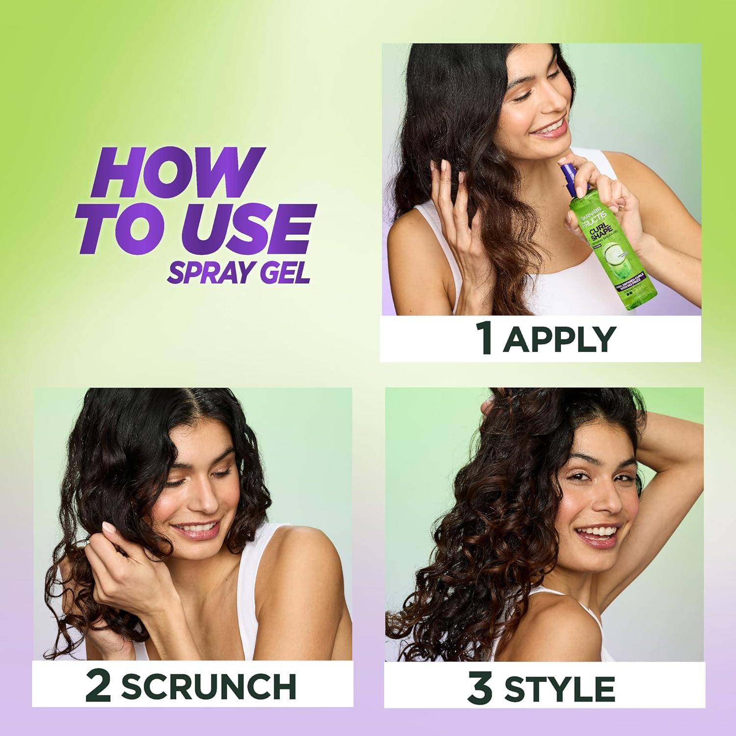 imageGarnier Fructis Style Curl Shape Defining Spray Gel for No Frizz 85 Fl Oz 3 Count Packaging May VaryCitrus
