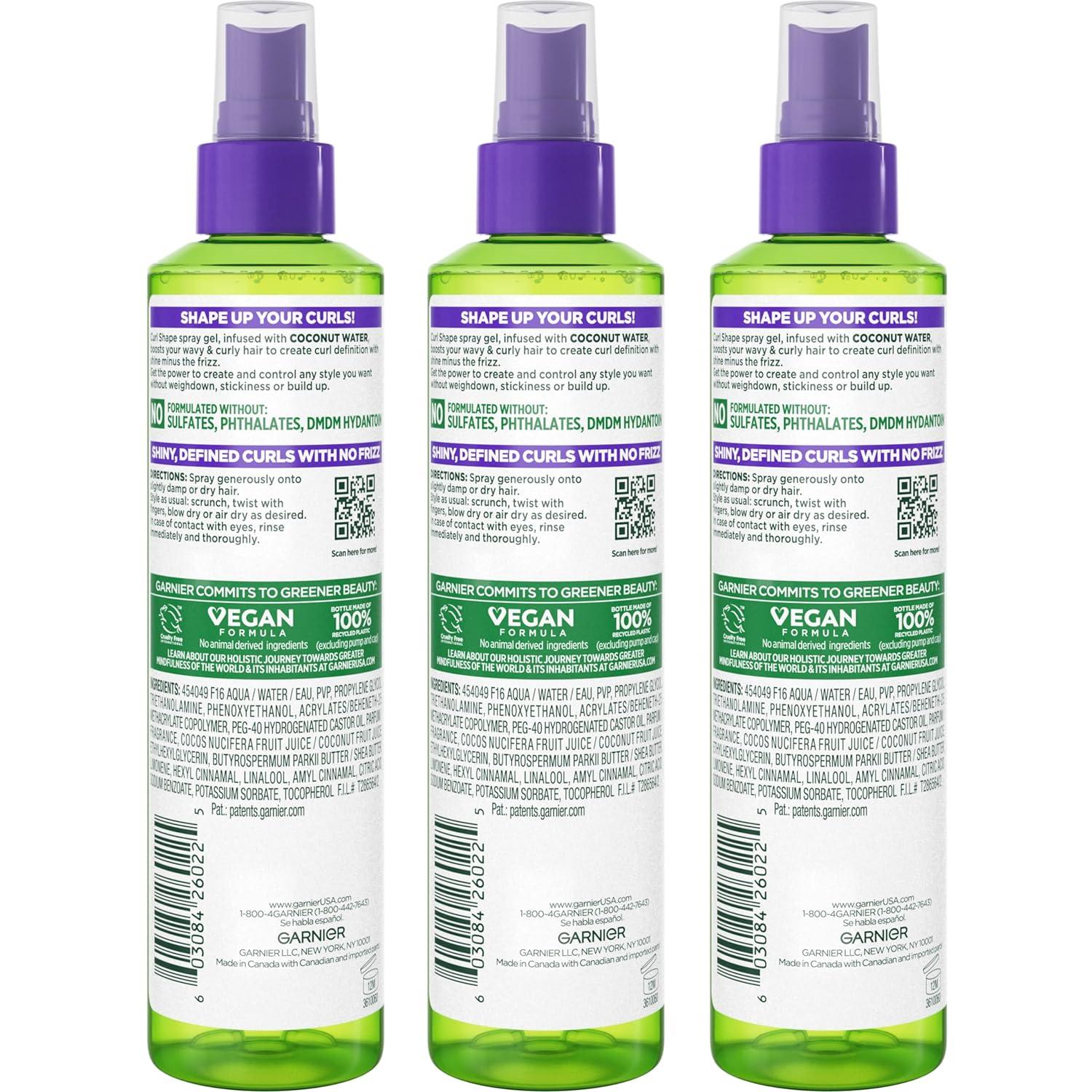 imageGarnier Fructis Style Curl Shape Defining Spray Gel for No Frizz 85 Fl Oz 3 Count Packaging May VaryCitrus