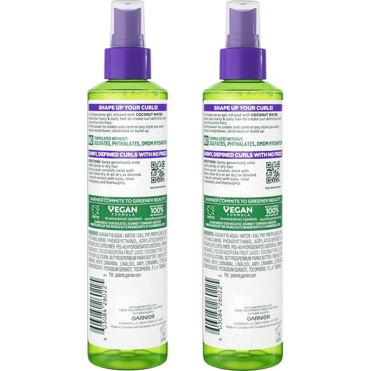 imageGarnier Fructis Style Curl Shape Defining Spray Gel for No Frizz 85 Fl Oz 3 Count Packaging May VaryCoconut