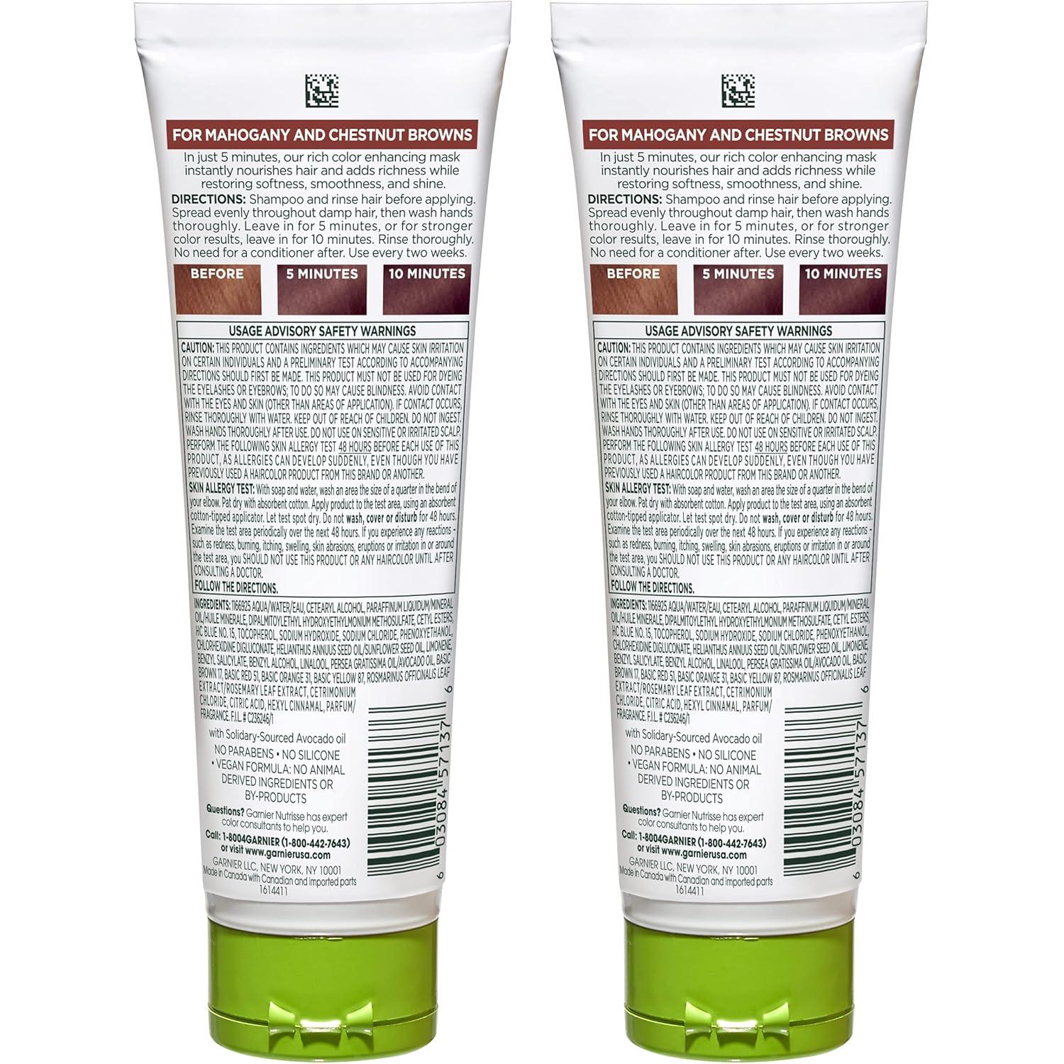 imageGarnier Hair Color Nutrisse Color Reviver 5 MIN Color Mask Vibrant Red for Color Treated Hair to Nourish ampamp Revives Vibrancy For Auburn Reds 42 Fl Oz 2 Count Packaging May VaryWarm Brown