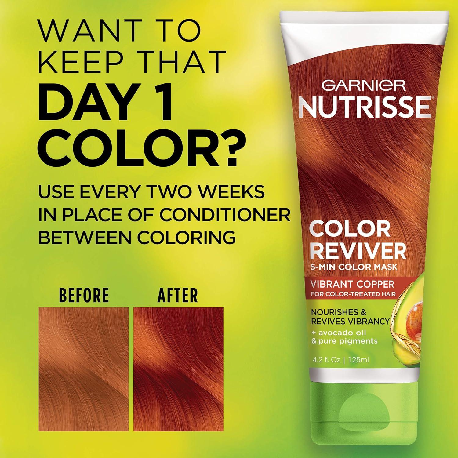 imageGarnier Hair Color Nutrisse Color Reviver 5 MIN Color Mask Vibrant Red for Color Treated Hair to Nourish ampamp Revives Vibrancy For Auburn Reds 42 Fl Oz 2 Count Packaging May VaryVibrant Copper