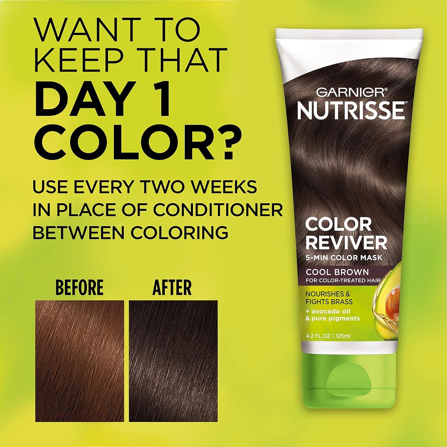 imageGarnier Hair Color Nutrisse Color Reviver 5 MIN Color Mask Vibrant Red for Color Treated Hair to Nourish ampamp Revives Vibrancy For Auburn Reds 42 Fl Oz 2 Count Packaging May VaryCool Brown