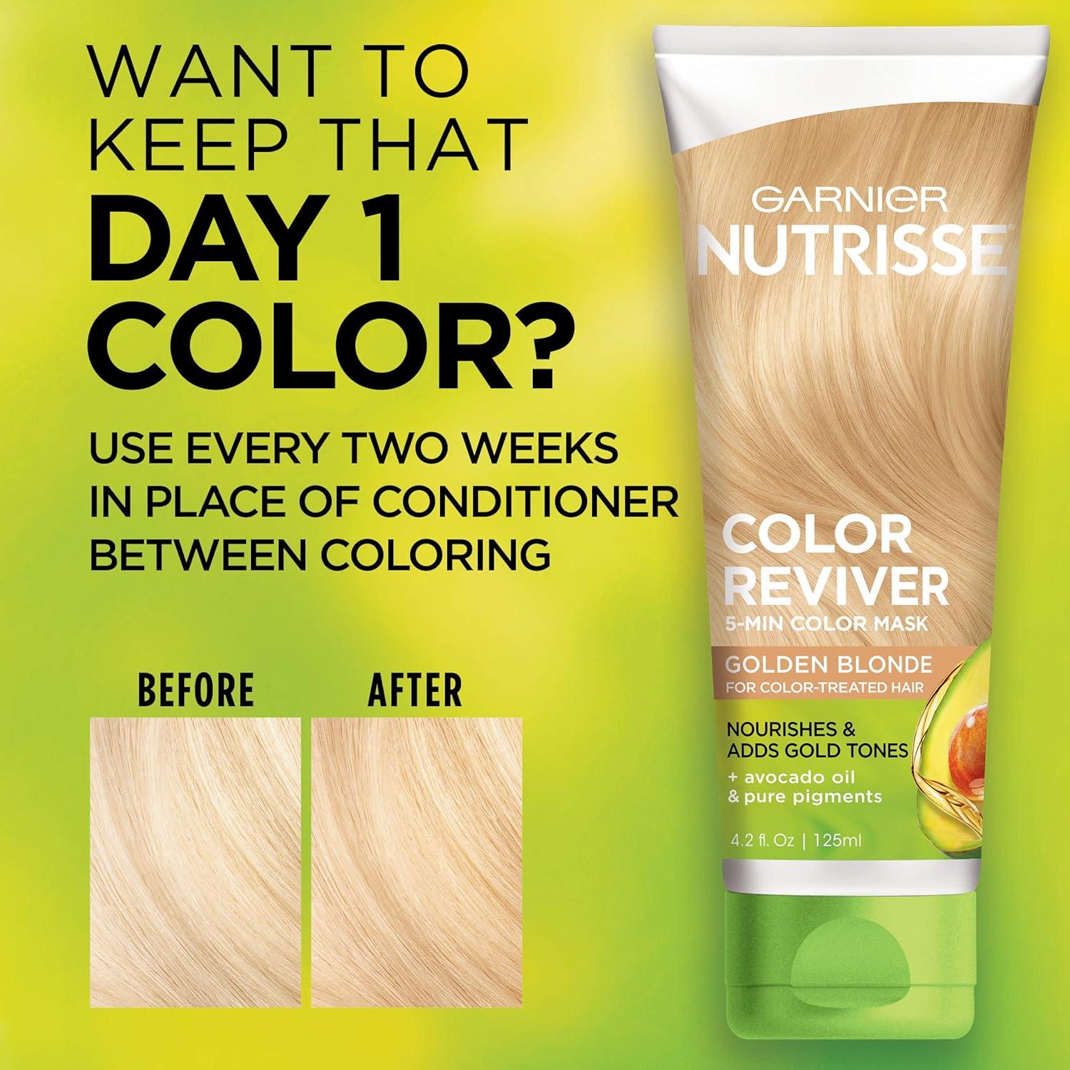 imageGarnier Hair Color Nutrisse Color Reviver 5 MIN Color Mask Vibrant Red for Color Treated Hair to Nourish ampamp Revives Vibrancy For Auburn Reds 42 Fl Oz 2 Count Packaging May VaryGolden Blonde