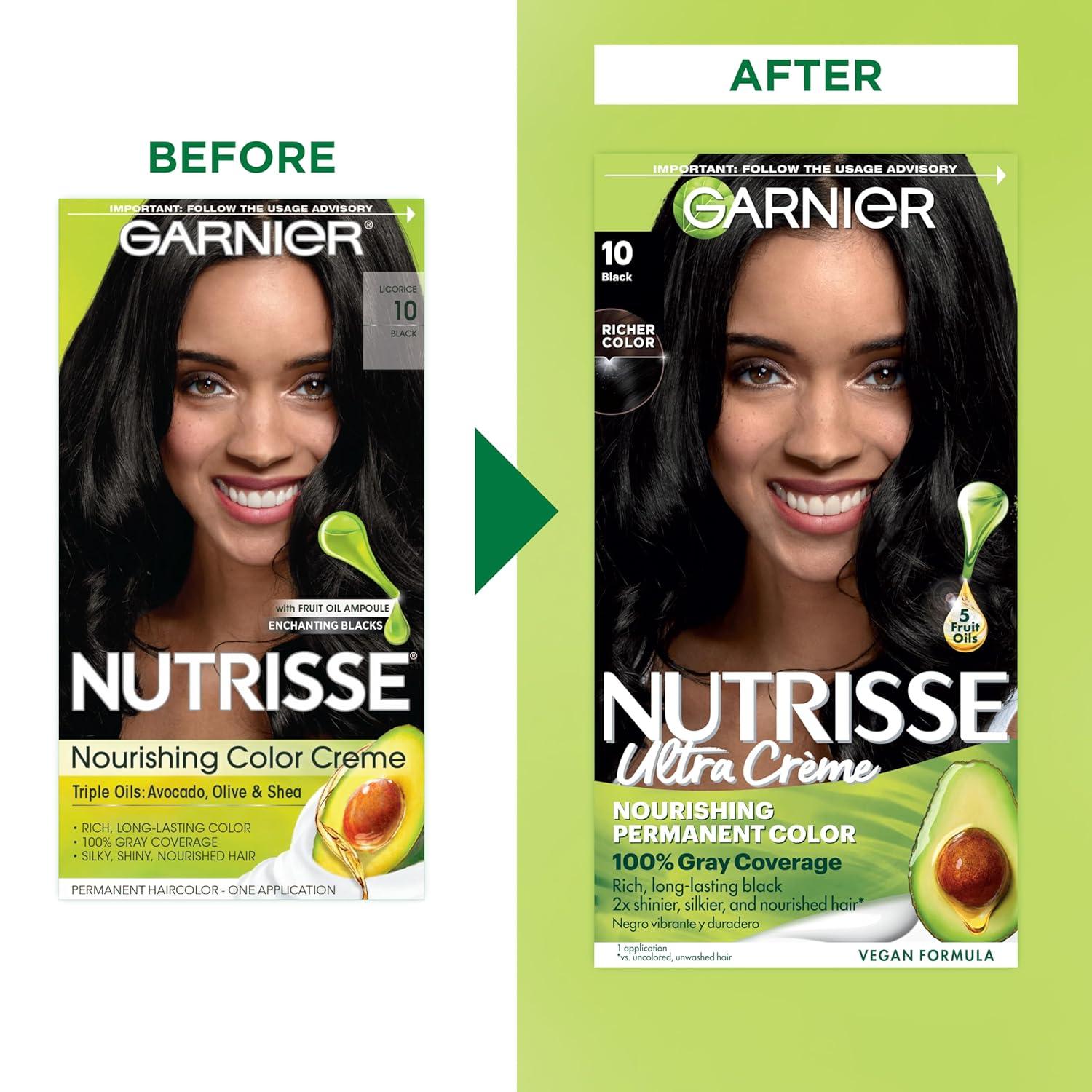 imageGarnier Hair Color Nutrisse Nourishing Creme 30 Darkest Brown Sweet Cola Permanent Hair Dye 2 Count Packaging May Vary10 Black Licorice