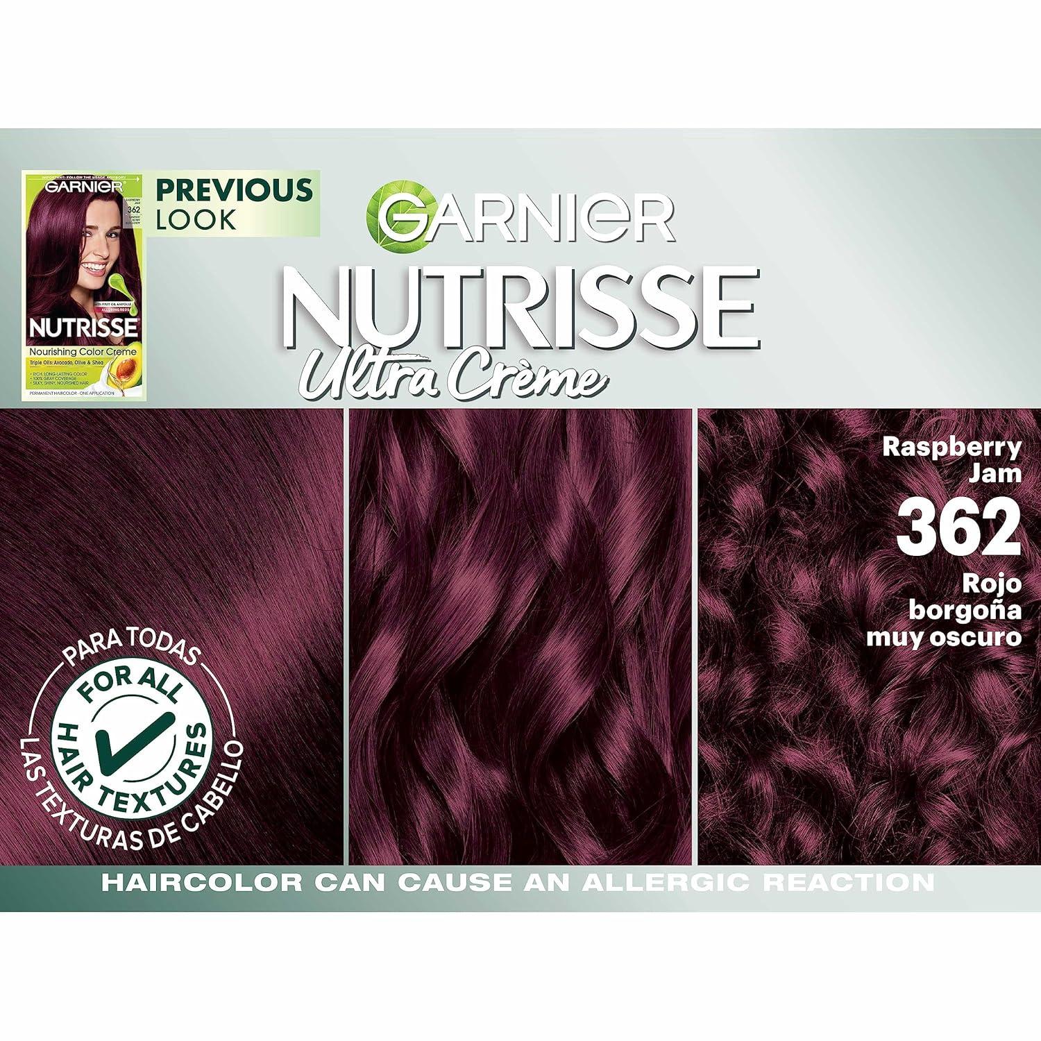 imageGarnier Hair Color Nutrisse Nourishing Creme 30 Darkest Brown Sweet Cola Permanent Hair Dye 2 Count Packaging May Vary362 Darkest Berry Burgundy Raspberry Jam