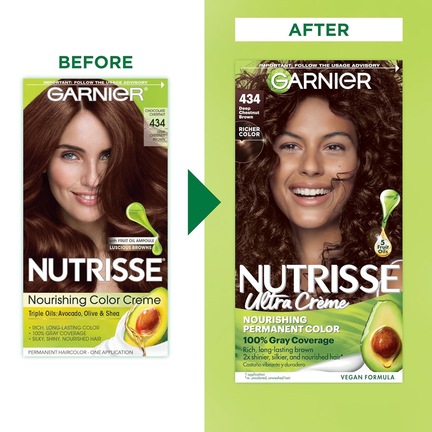 imageGarnier Hair Color Nutrisse Nourishing Creme 30 Darkest Brown Sweet Cola Permanent Hair Dye 2 Count Packaging May Vary434 Deep Chestnut Brown Chocolate Chestnut