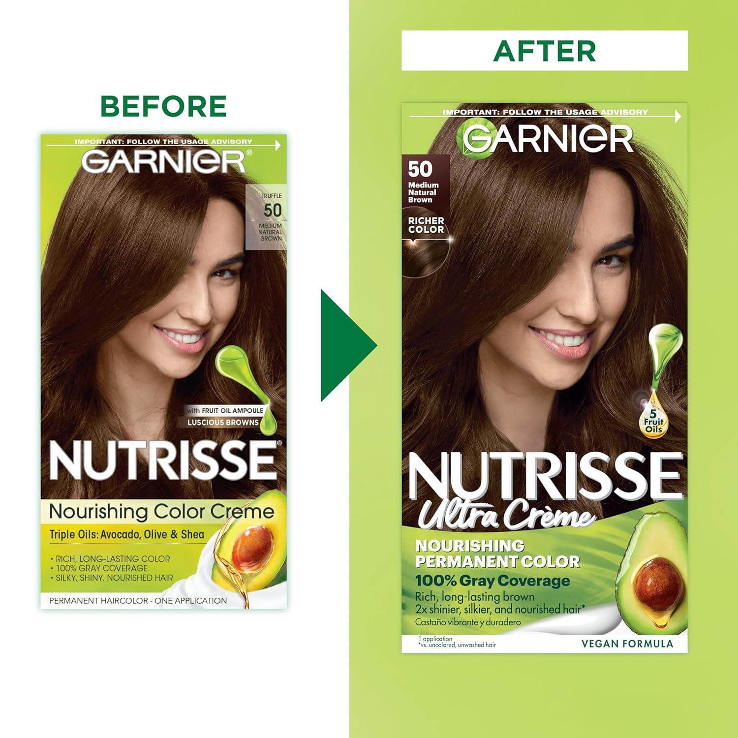 imageGarnier Hair Color Nutrisse Nourishing Creme 30 Darkest Brown Sweet Cola Permanent Hair Dye 2 Count Packaging May Vary50 Medium Natural Brown Truffle