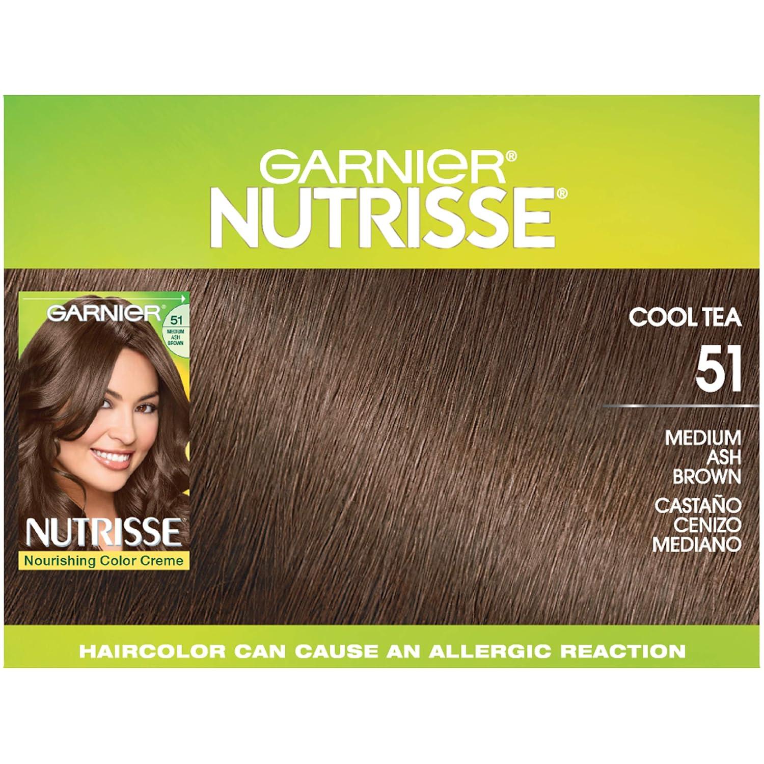 imageGarnier Hair Color Nutrisse Nourishing Creme 30 Darkest Brown Sweet Cola Permanent Hair Dye 2 Count Packaging May Vary51 Medium Ash Brown Cool Tea