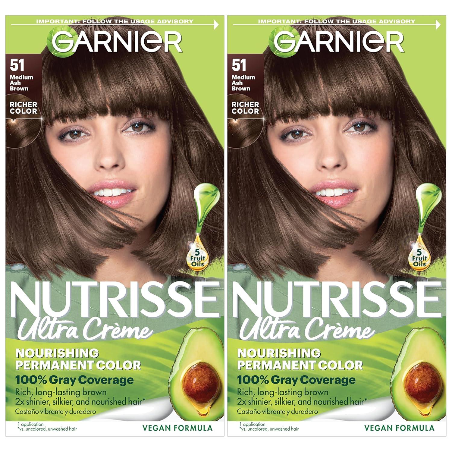 imageGarnier Hair Color Nutrisse Nourishing Creme 30 Darkest Brown Sweet Cola Permanent Hair Dye 2 Count Packaging May Vary51 Medium Ash Brown Cool Tea