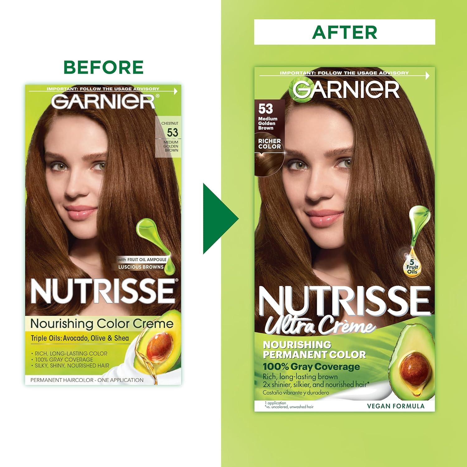 imageGarnier Hair Color Nutrisse Nourishing Creme 30 Darkest Brown Sweet Cola Permanent Hair Dye 2 Count Packaging May Vary53 Medium Golden Brown Chestnut