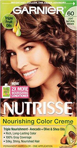 imageGarnier Hair Color Nutrisse Nourishing Creme 30 Darkest Brown Sweet Cola Permanent Hair Dye 2 Count Packaging May Vary60 Light Natural Brown Acorn