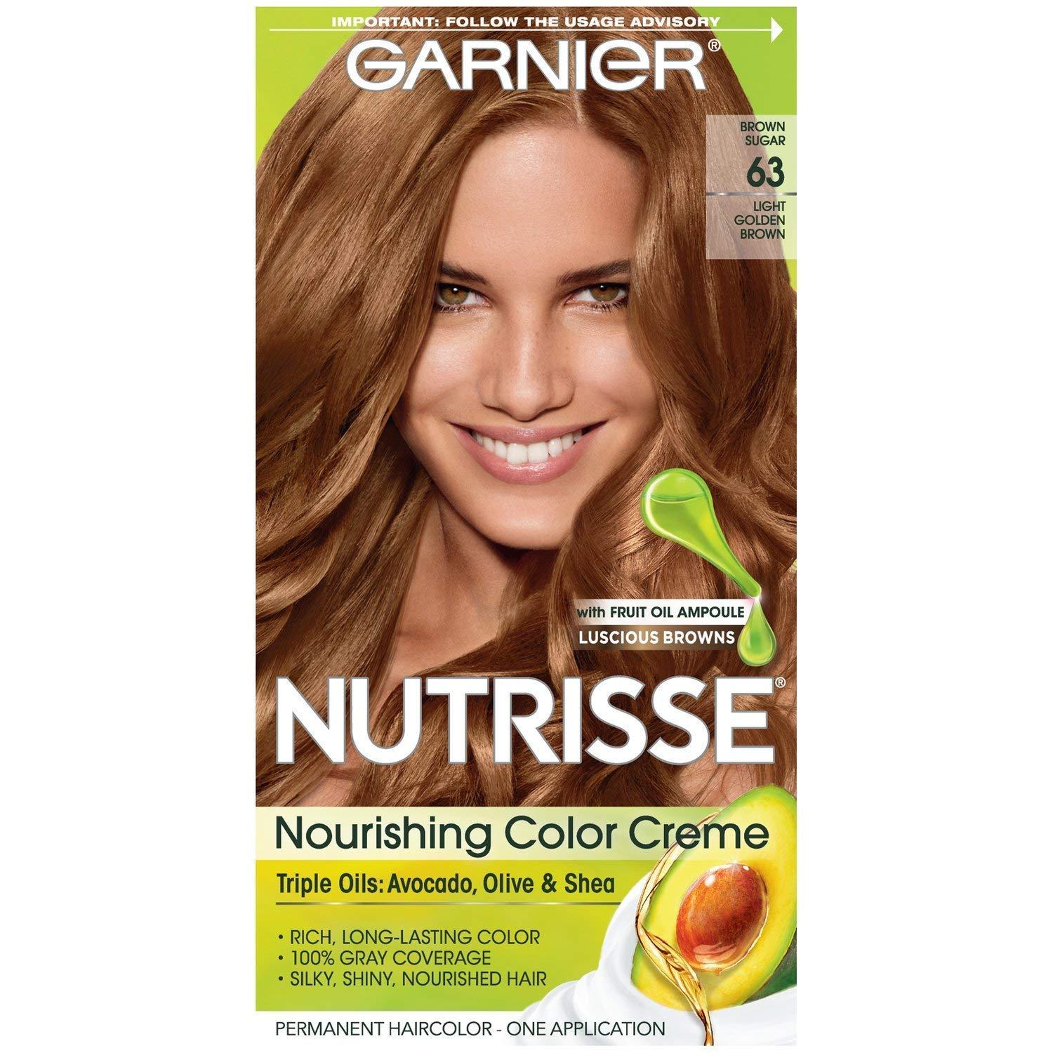imageGarnier Hair Color Nutrisse Nourishing Creme 30 Darkest Brown Sweet Cola Permanent Hair Dye 2 Count Packaging May Vary63 Light Golden Brown