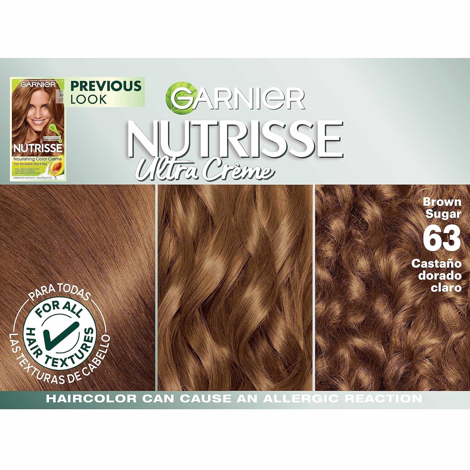 imageGarnier Hair Color Nutrisse Nourishing Creme 30 Darkest Brown Sweet Cola Permanent Hair Dye 2 Count Packaging May Vary63 Light Golden Brown Brown Sugar