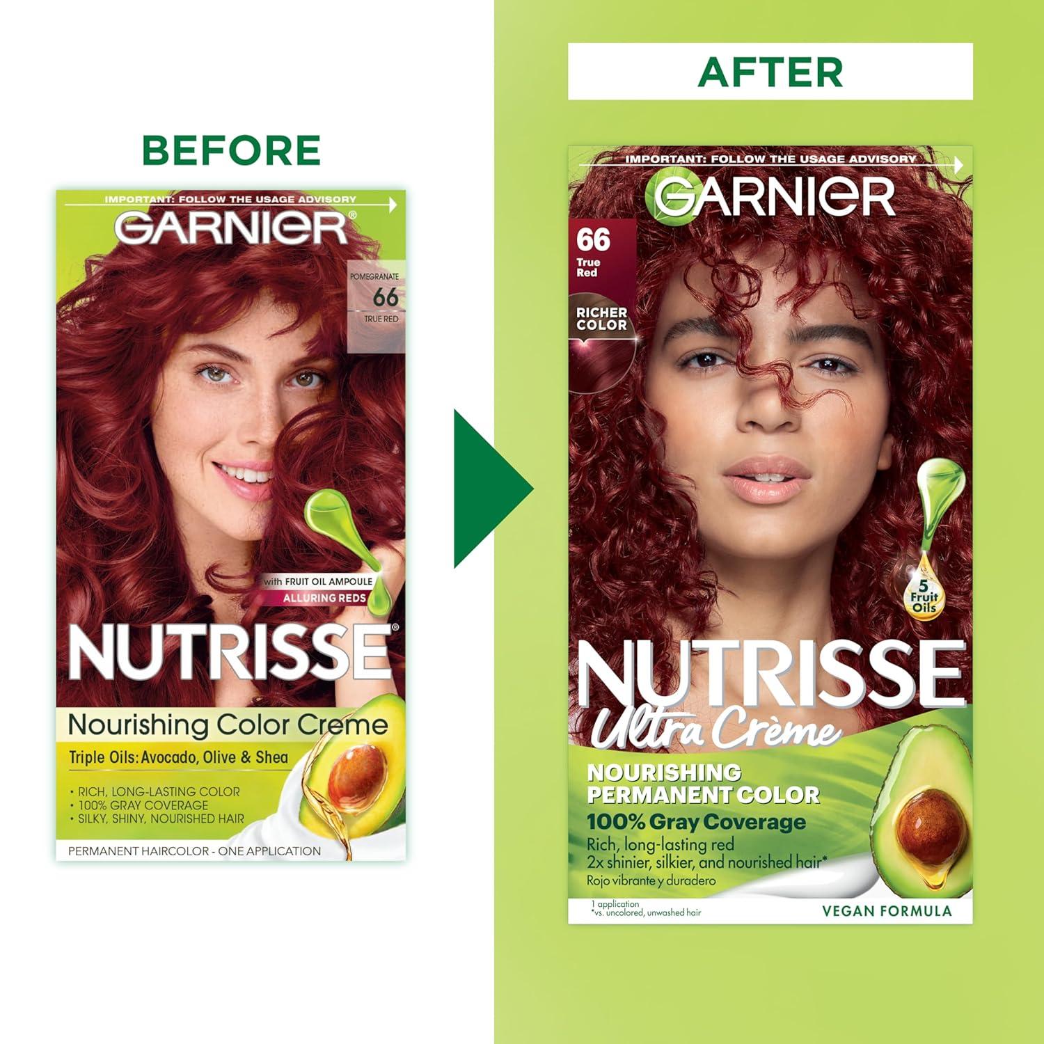 imageGarnier Hair Color Nutrisse Nourishing Creme 30 Darkest Brown Sweet Cola Permanent Hair Dye 2 Count Packaging May Vary66 True Red Pomegranate