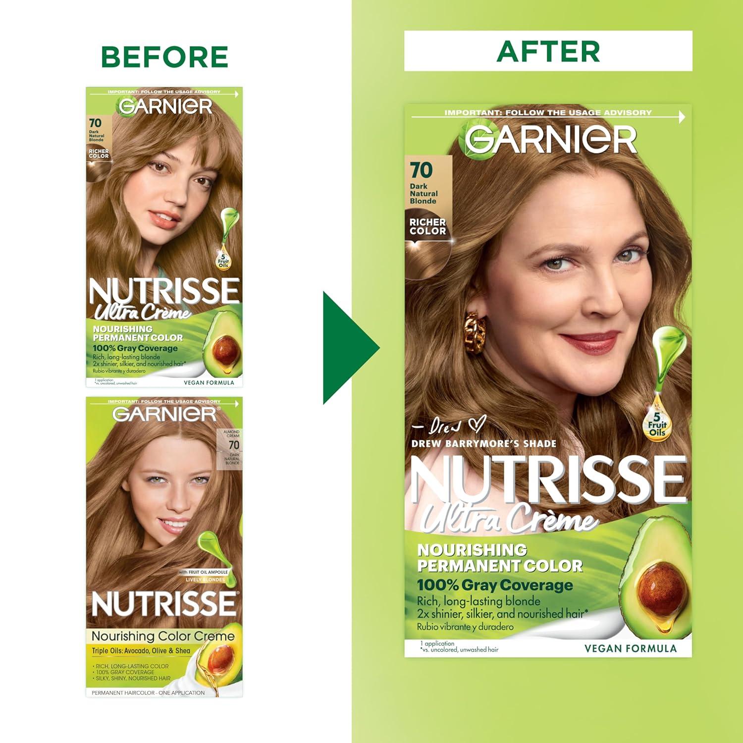 imageGarnier Hair Color Nutrisse Nourishing Creme 30 Darkest Brown Sweet Cola Permanent Hair Dye 2 Count Packaging May Vary70 Dark Natural Blonde Almond Creme