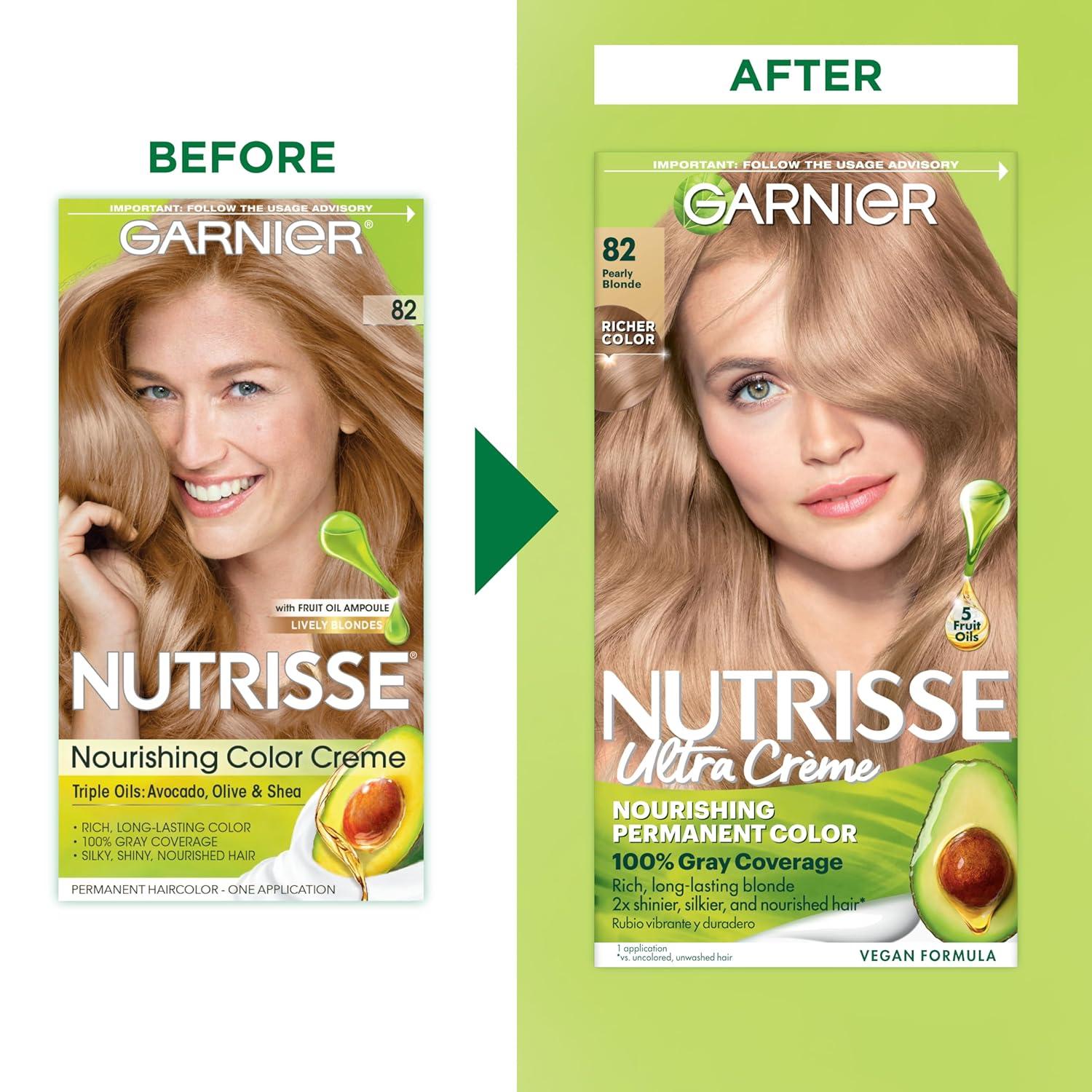 imageGarnier Hair Color Nutrisse Nourishing Creme 30 Darkest Brown Sweet Cola Permanent Hair Dye 2 Count Packaging May Vary82 Pearly Blonde Biscotti