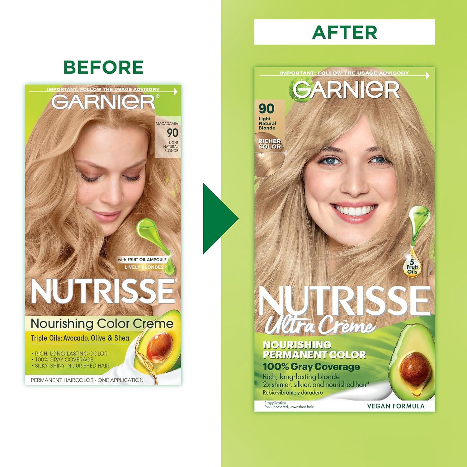 imageGarnier Hair Color Nutrisse Nourishing Creme 30 Darkest Brown Sweet Cola Permanent Hair Dye 2 Count Packaging May Vary90 Light Natural Blonde Macadamia