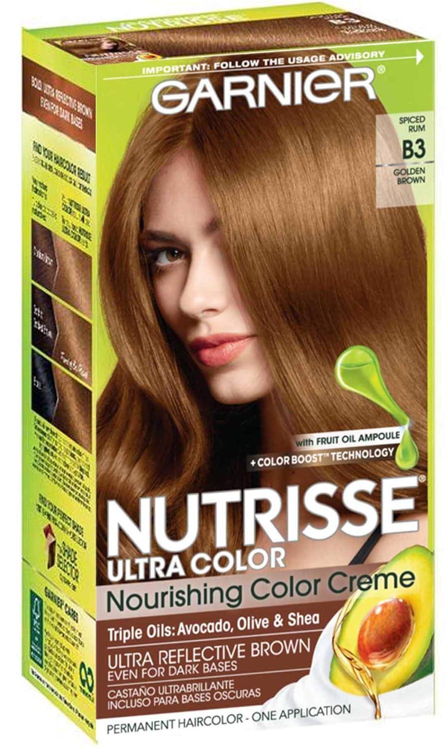 imageGarnier Hair Color Nutrisse Nourishing Creme 30 Darkest Brown Sweet Cola Permanent Hair Dye 2 Count Packaging May VaryB3 Golden Brown