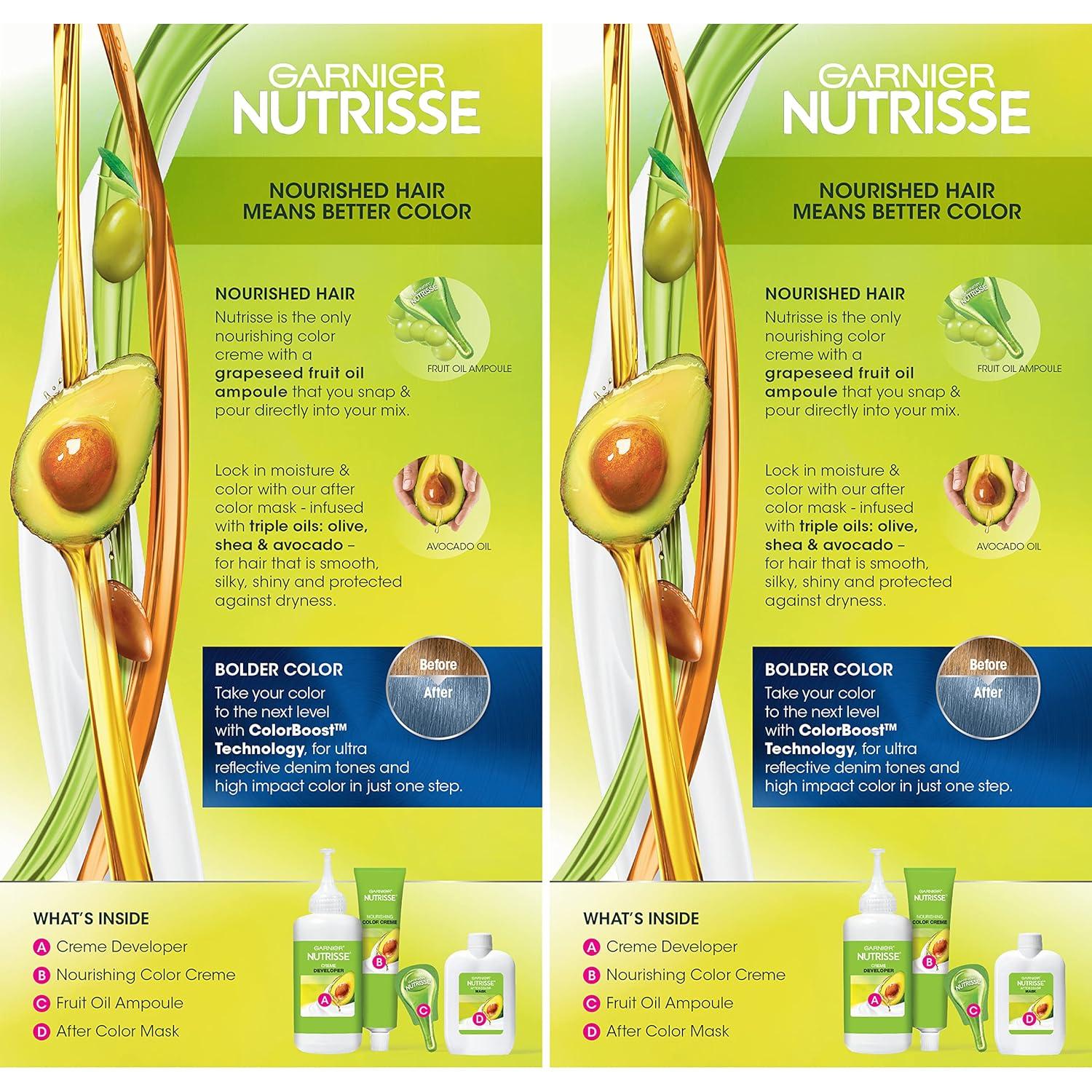 imageGarnier Hair Color Nutrisse Nourishing Creme 30 Darkest Brown Sweet Cola Permanent Hair Dye 2 Count Packaging May VaryDN1 Light Cool Denim Blue Orchid