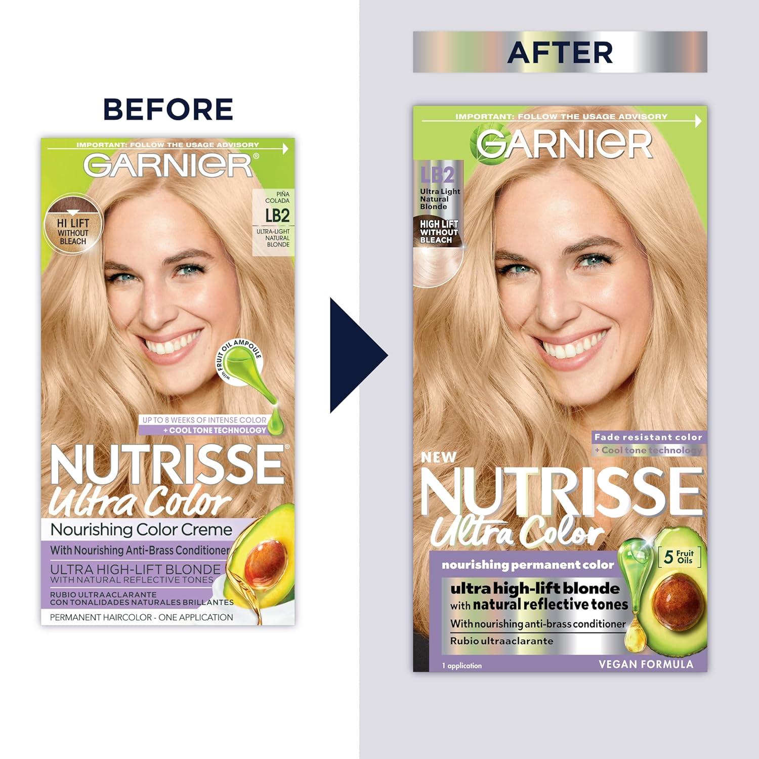 imageGarnier Hair Color Nutrisse Nourishing Creme 30 Darkest Brown Sweet Cola Permanent Hair Dye 2 Count Packaging May VaryLB2 Ultra Light Natural Blonde Pina Colada