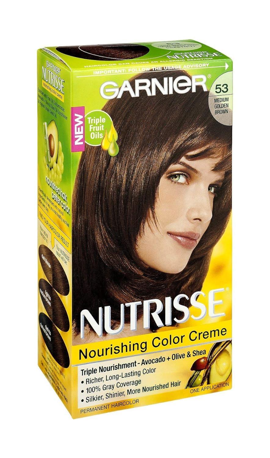 imageGarnier Hair Color Nutrisse Nourishing Creme 30 Darkest Brown Sweet Cola Permanent Hair Dye 2 Count Packaging May VaryMedium Golden Brown