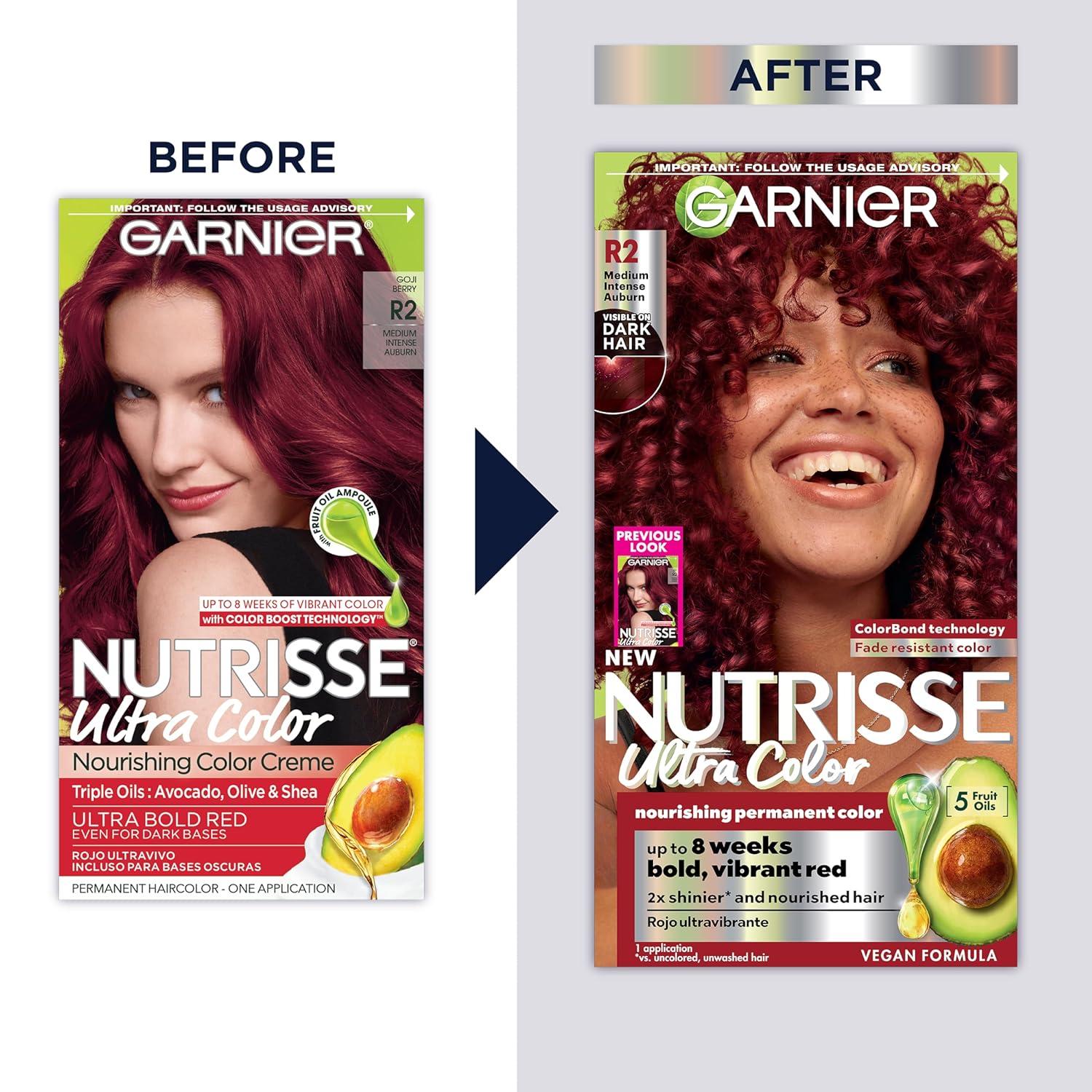 imageGarnier Hair Color Nutrisse Nourishing Creme 30 Darkest Brown Sweet Cola Permanent Hair Dye 2 Count Packaging May VaryR2 Medium Intense Auburn Goji Berry