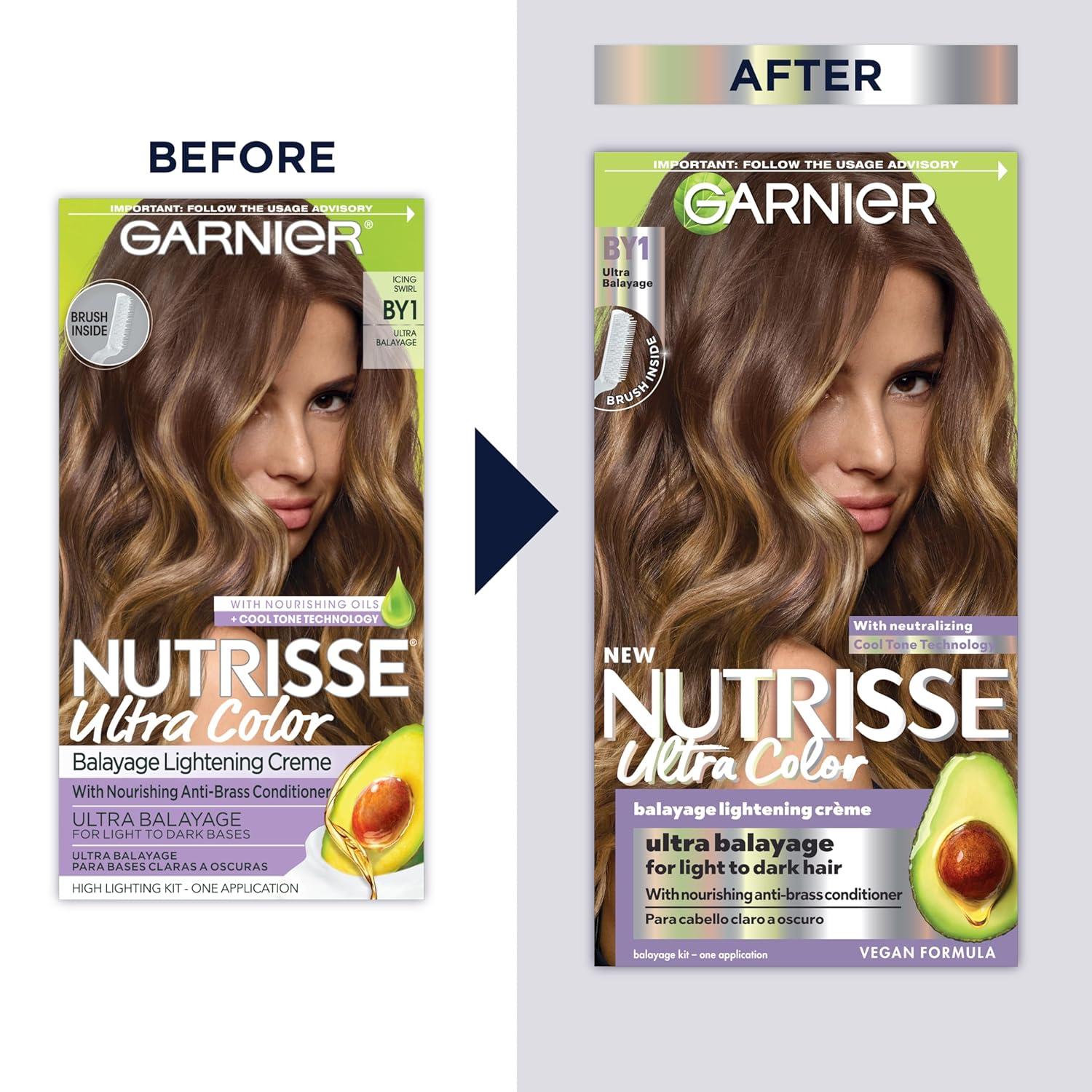 imageGarnier Hair Color Nutrisse Ultra Color Nourishing Creme PL2 Ultra Light Platinum Mascarpone Crme Permanent Hair Dye 1 Count Packaging May VaryBY1 Ultra Balayage Icing Swirl