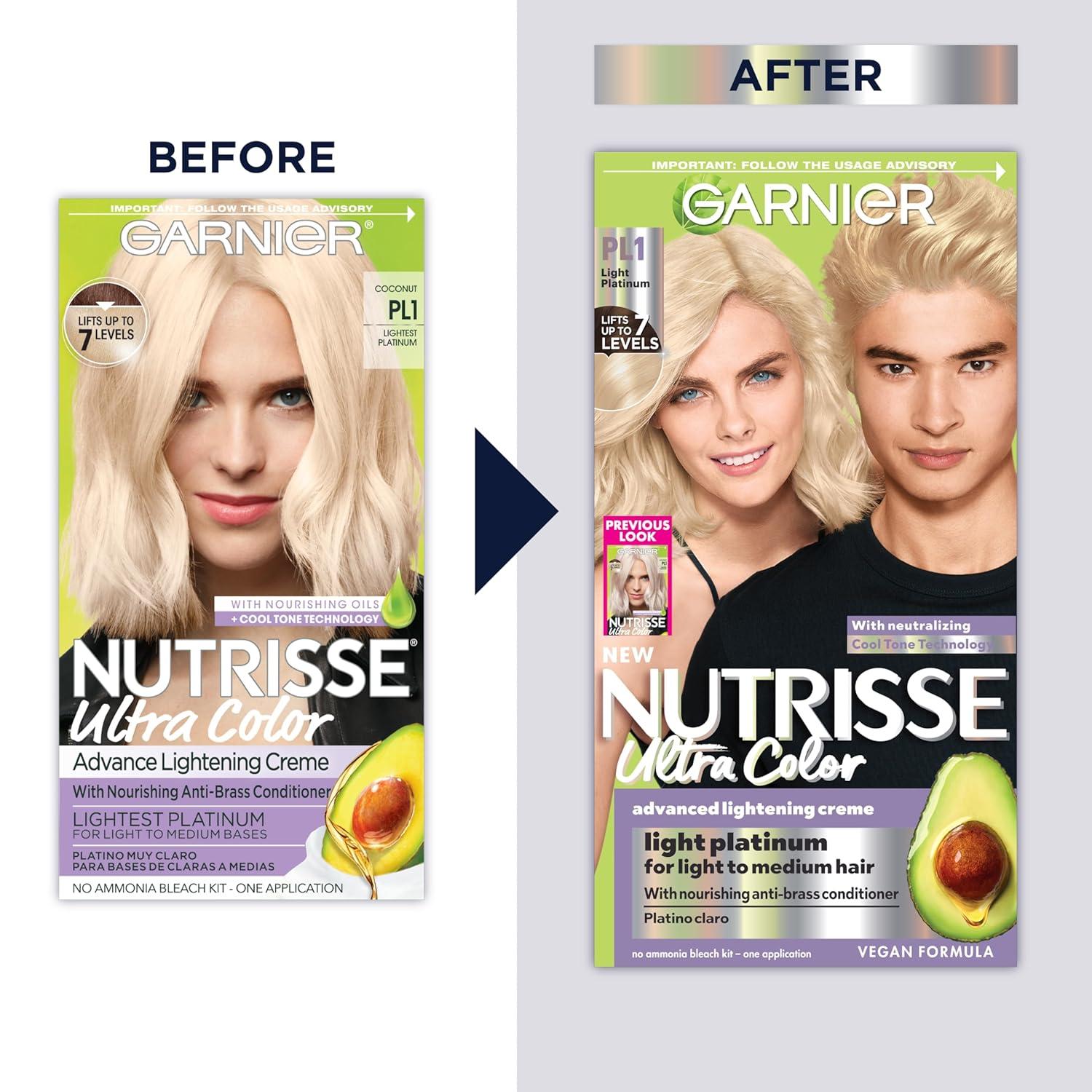imageGarnier Hair Color Nutrisse Ultra Color Nourishing Creme PL2 Ultra Light Platinum Mascarpone Crme Permanent Hair Dye 1 Count Packaging May VaryPL1 Lightest Platinum Coconut