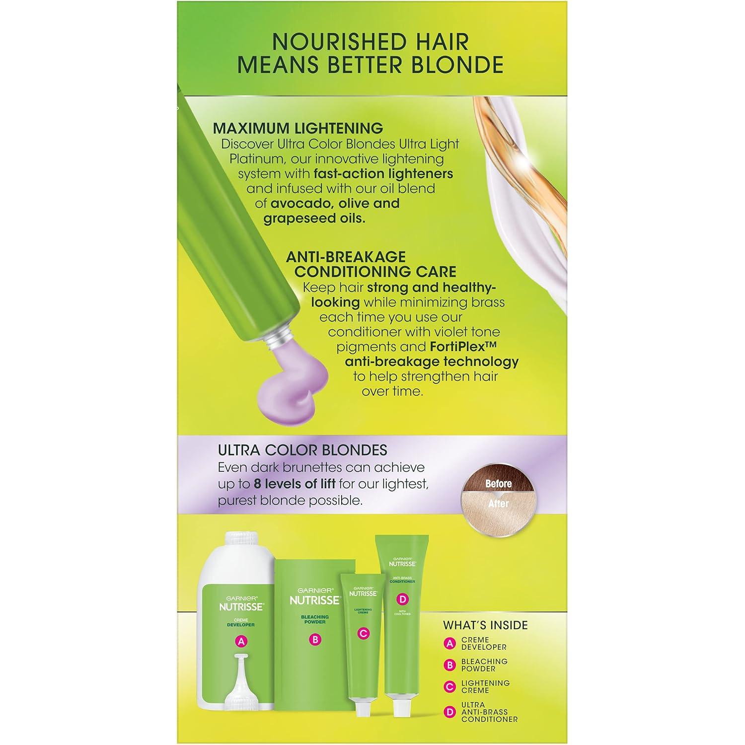imageGarnier Hair Color Nutrisse Ultra Color Nourishing Creme PL2 Ultra Light Platinum Mascarpone Crme Permanent Hair Dye 1 Count Packaging May VaryPL2 Ultra Light Platinum Mascarpone Crme