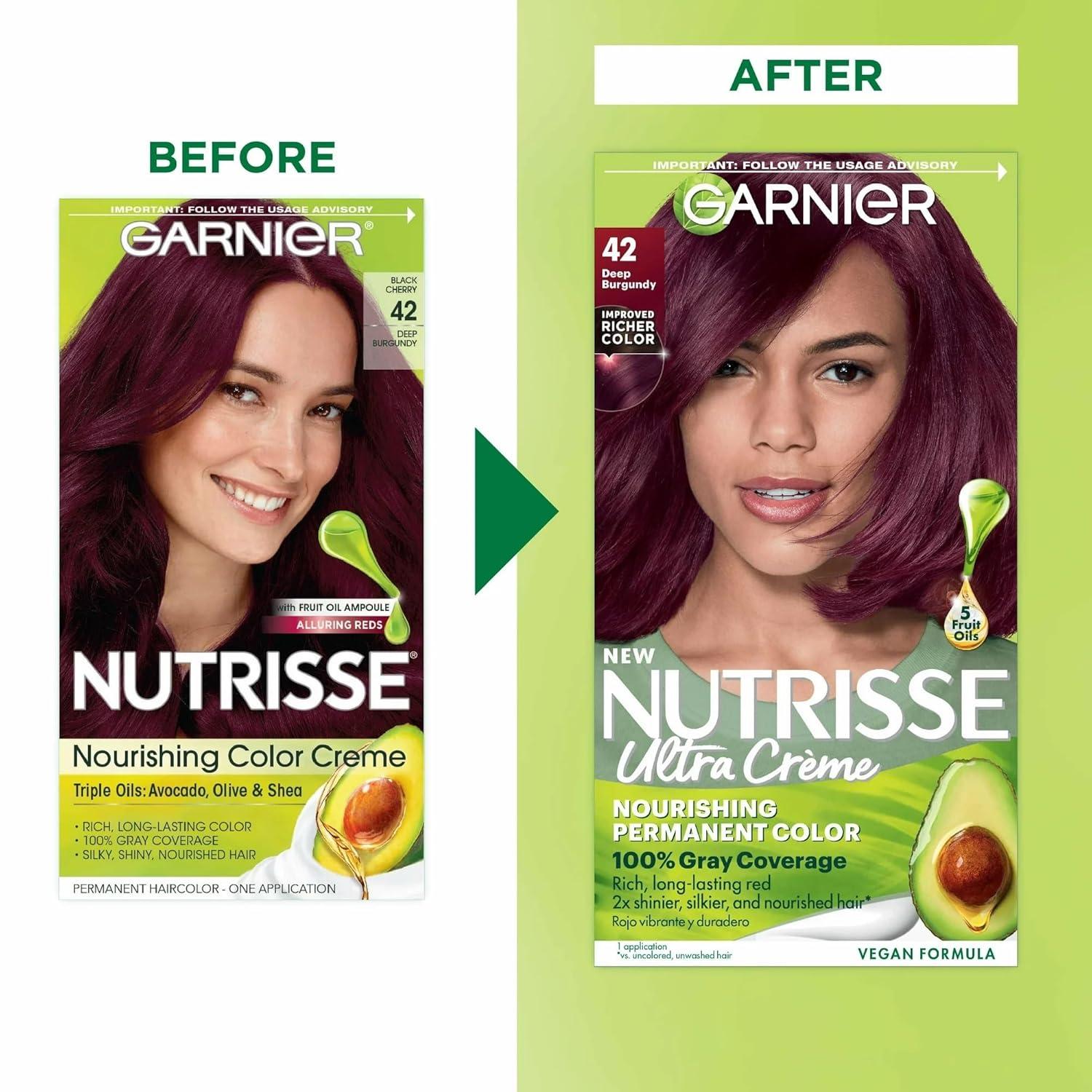 imageGarnier Hair Color Nutrisse Ultra Color Nourishing Creme RC1 Medium Intense Copper Red Terracotta Chili Permanent Hair Dye 2 Count Packaging May Vary42 Deep Burgundy Black Cherry